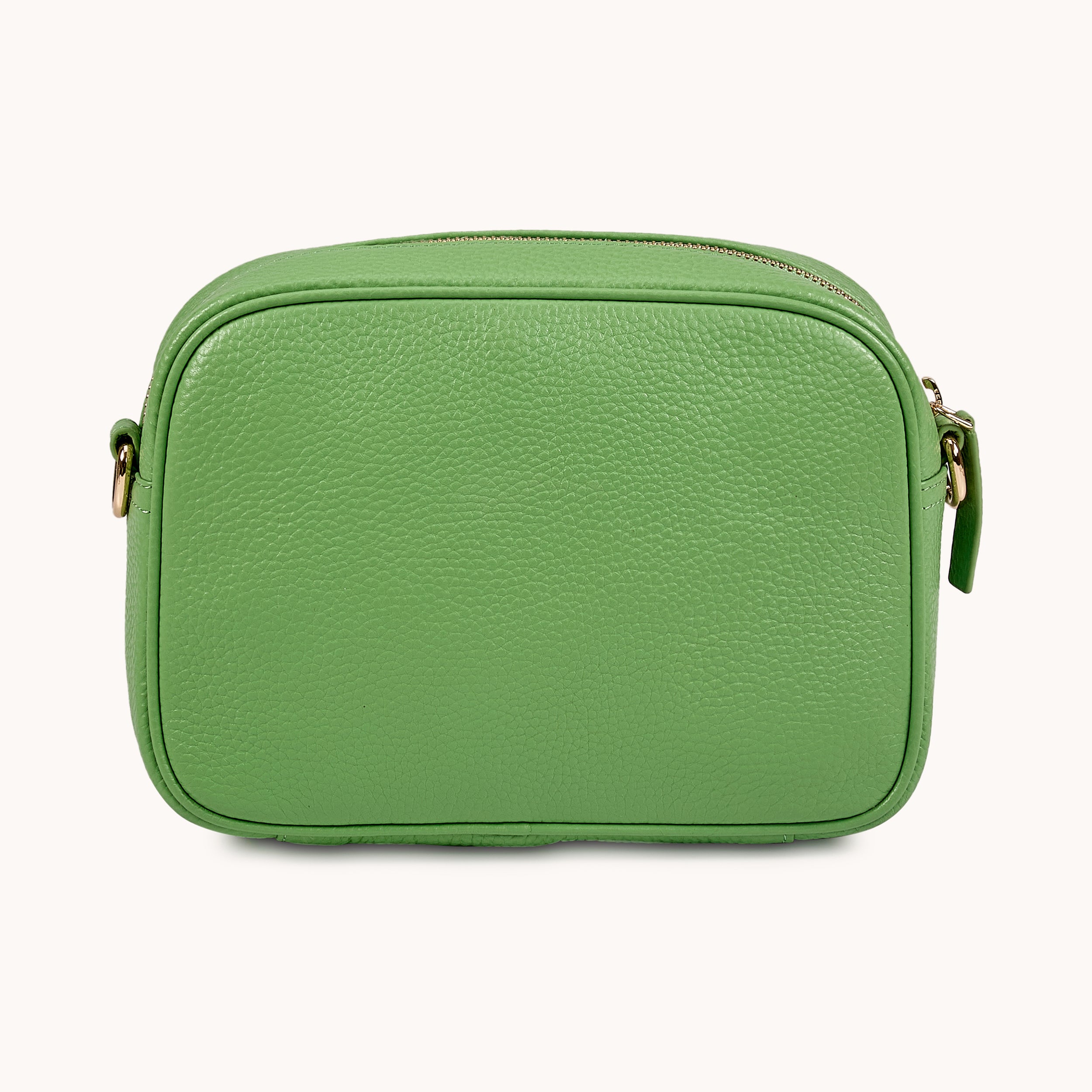 'KENT' Matcha Green Pebble Grain Real Leather Crossbody Bag