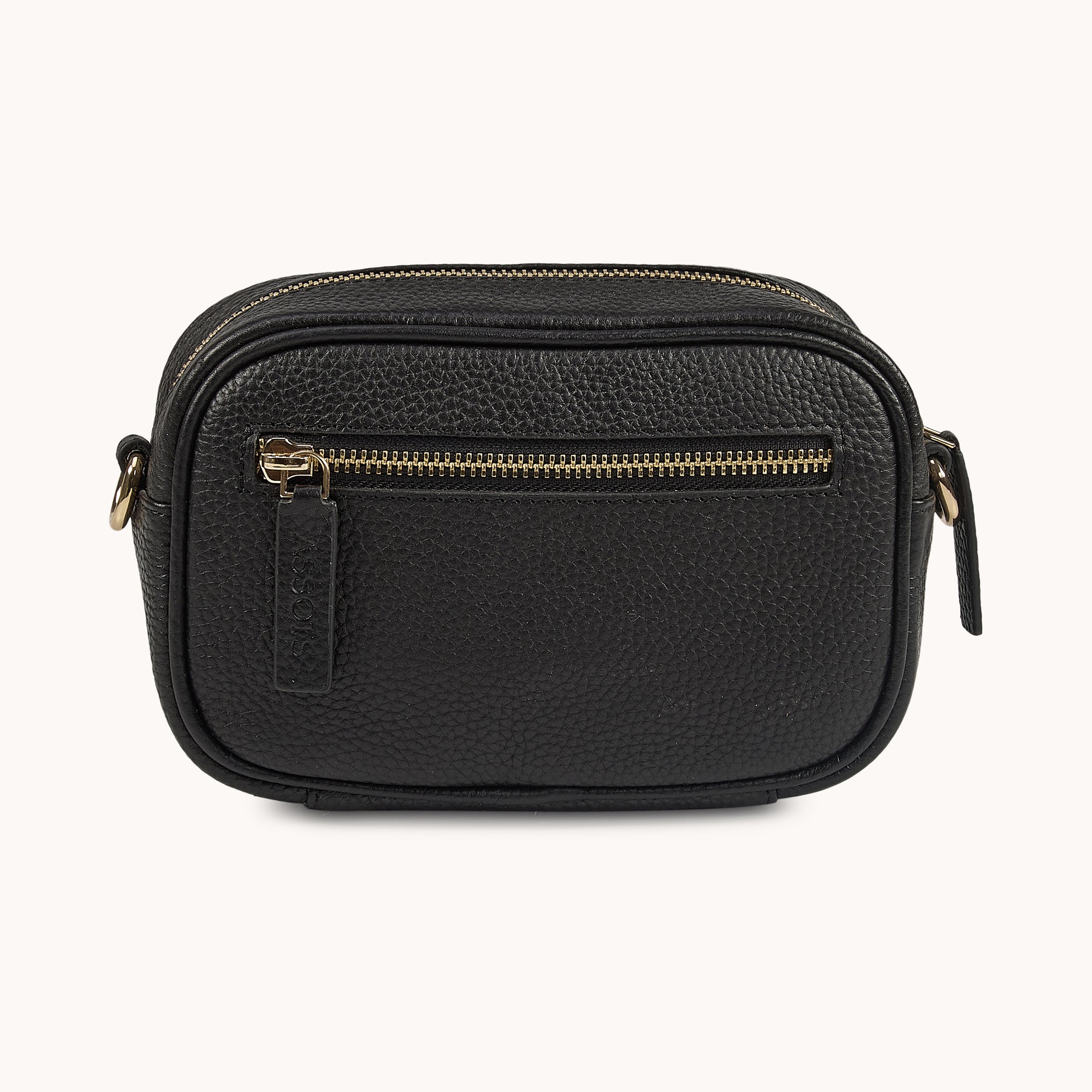 'HACKNEY MINI' Black Pebble Grain Real Leather Crossbody Bag