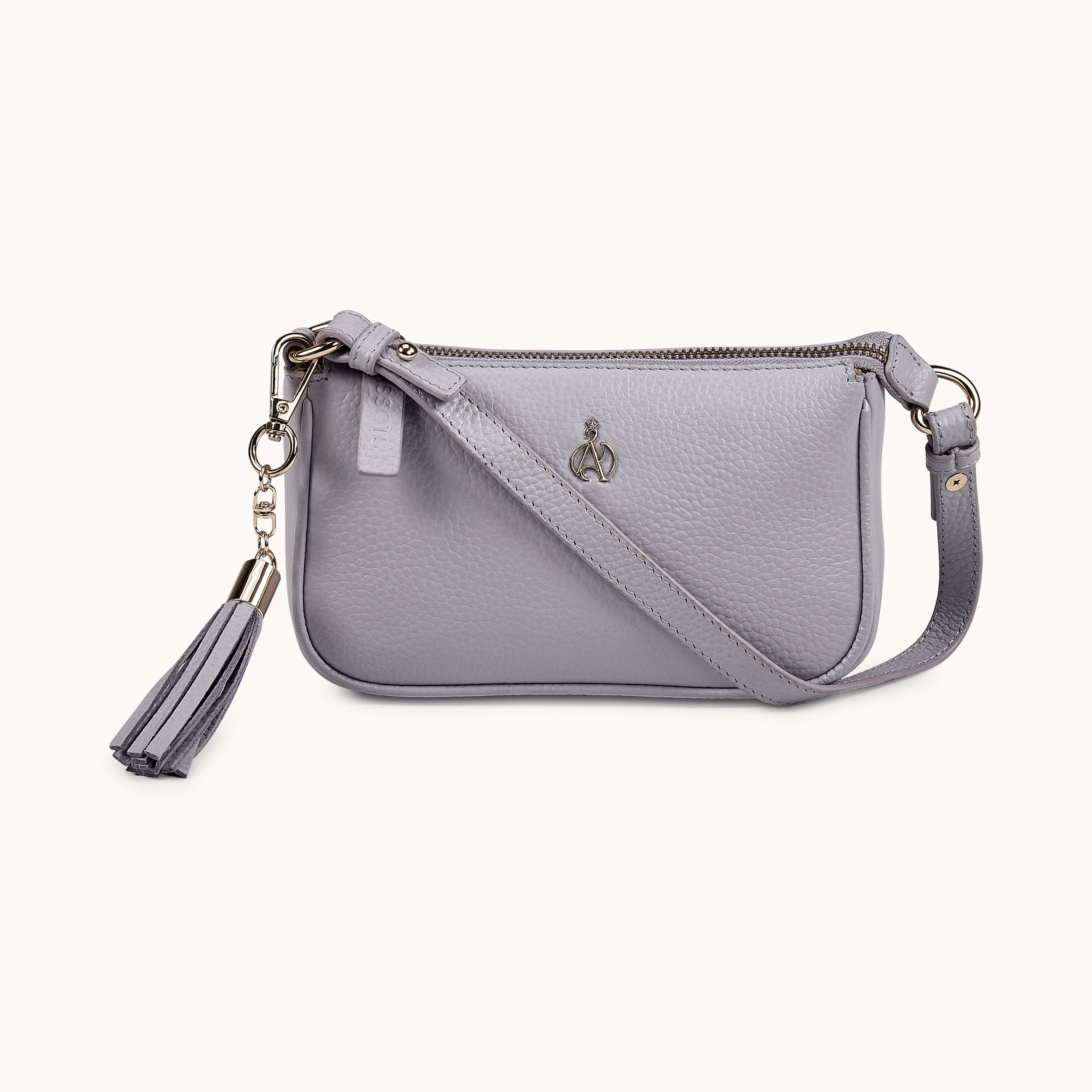 'ROSE' Lilac Pebble Grain Real Leather Shoulder Bag