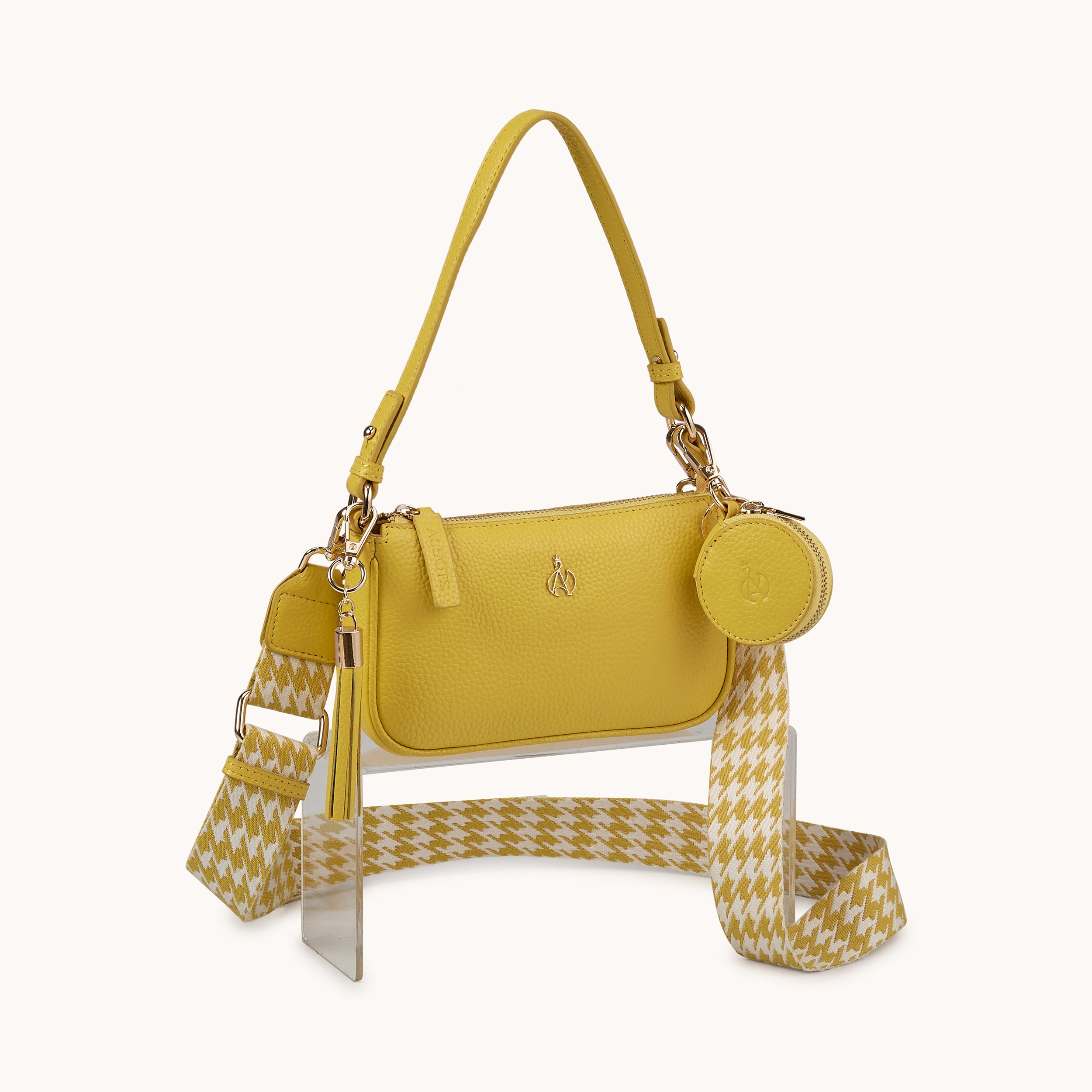 'ROSE' Sunflower Pebble Grain Real Leather Shoulder Bag