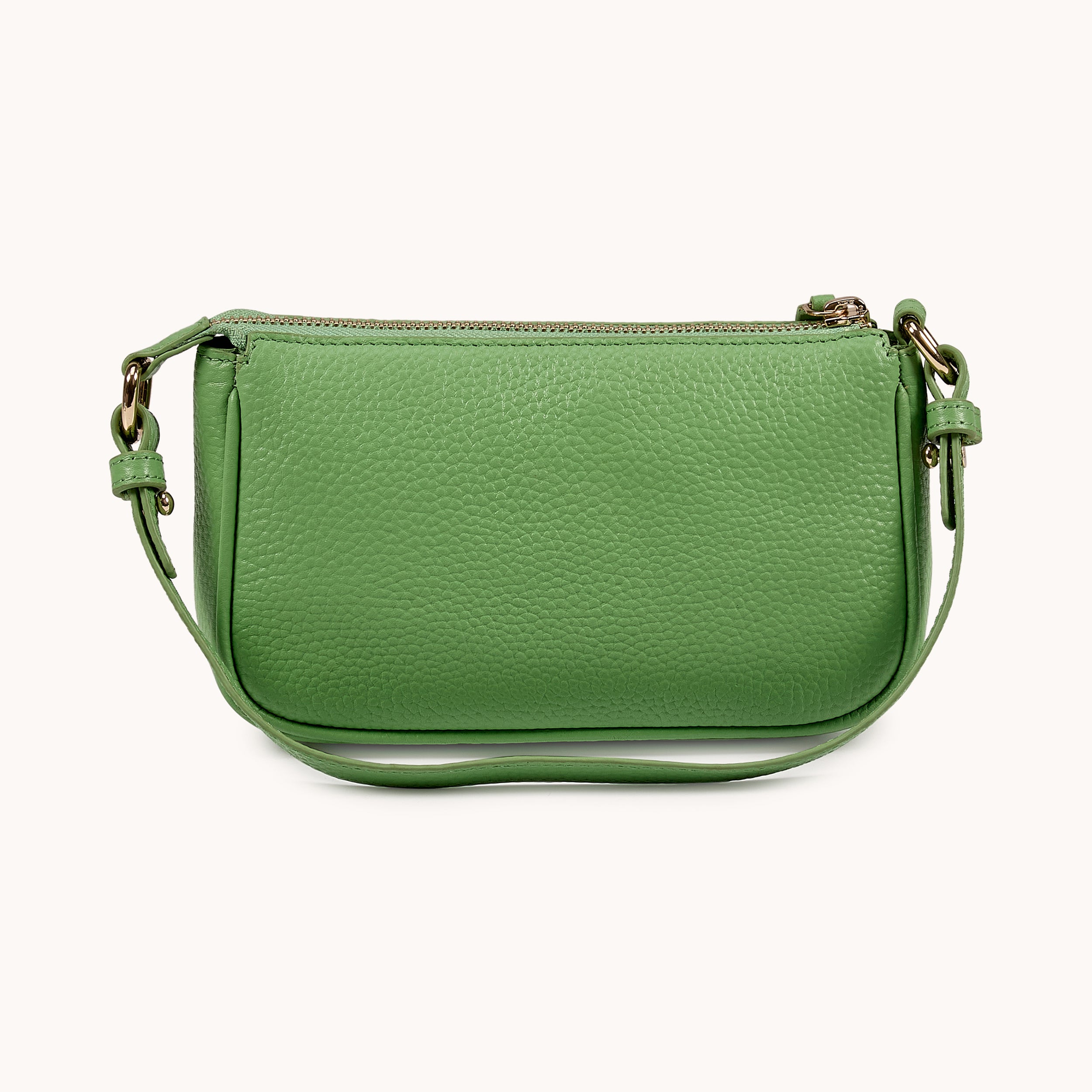 'ROSE' Matcha Green Pebble Grain Real Leather Shoulder Bag