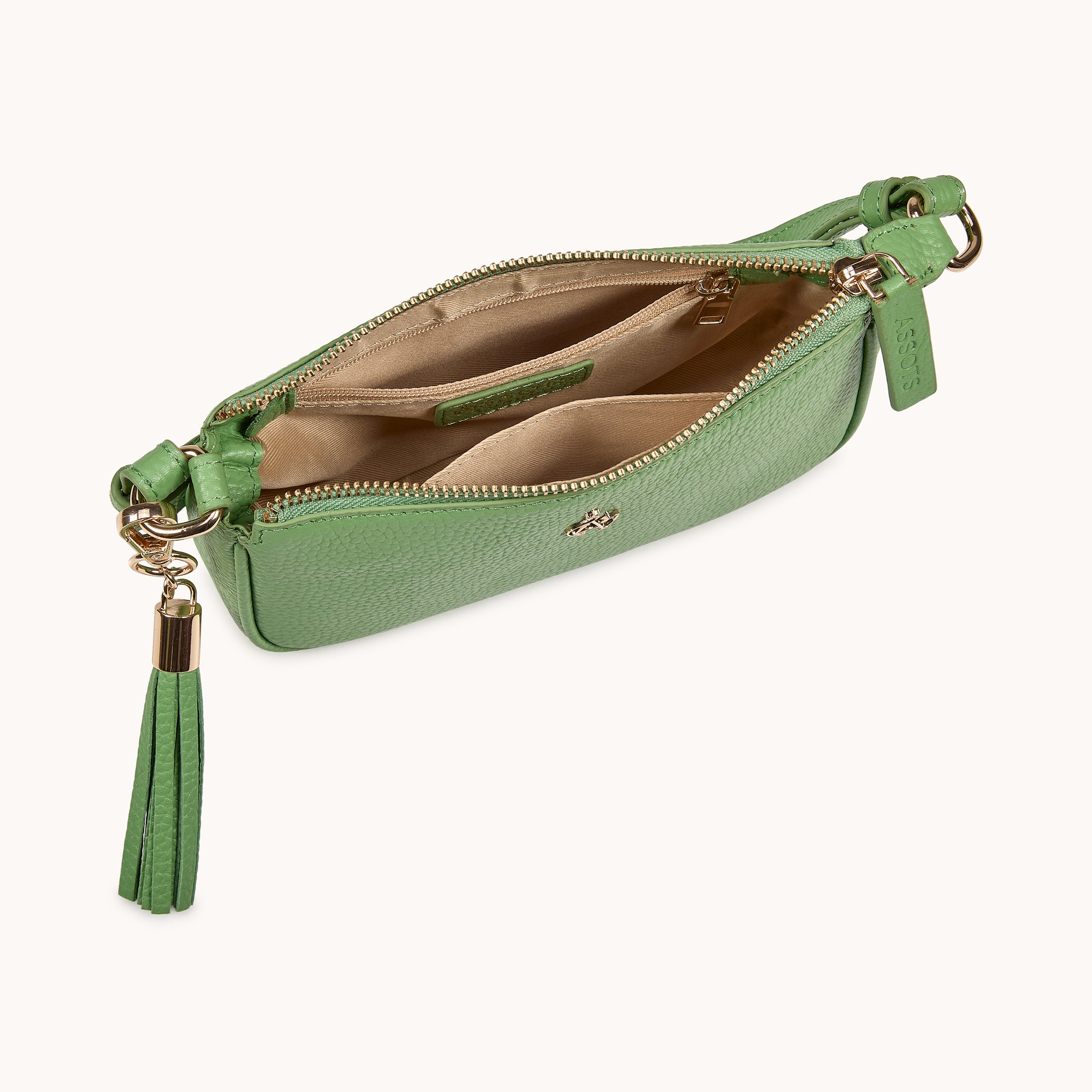 'ROSE' Matcha Green Pebble Grain Real Leather Shoulder Bag