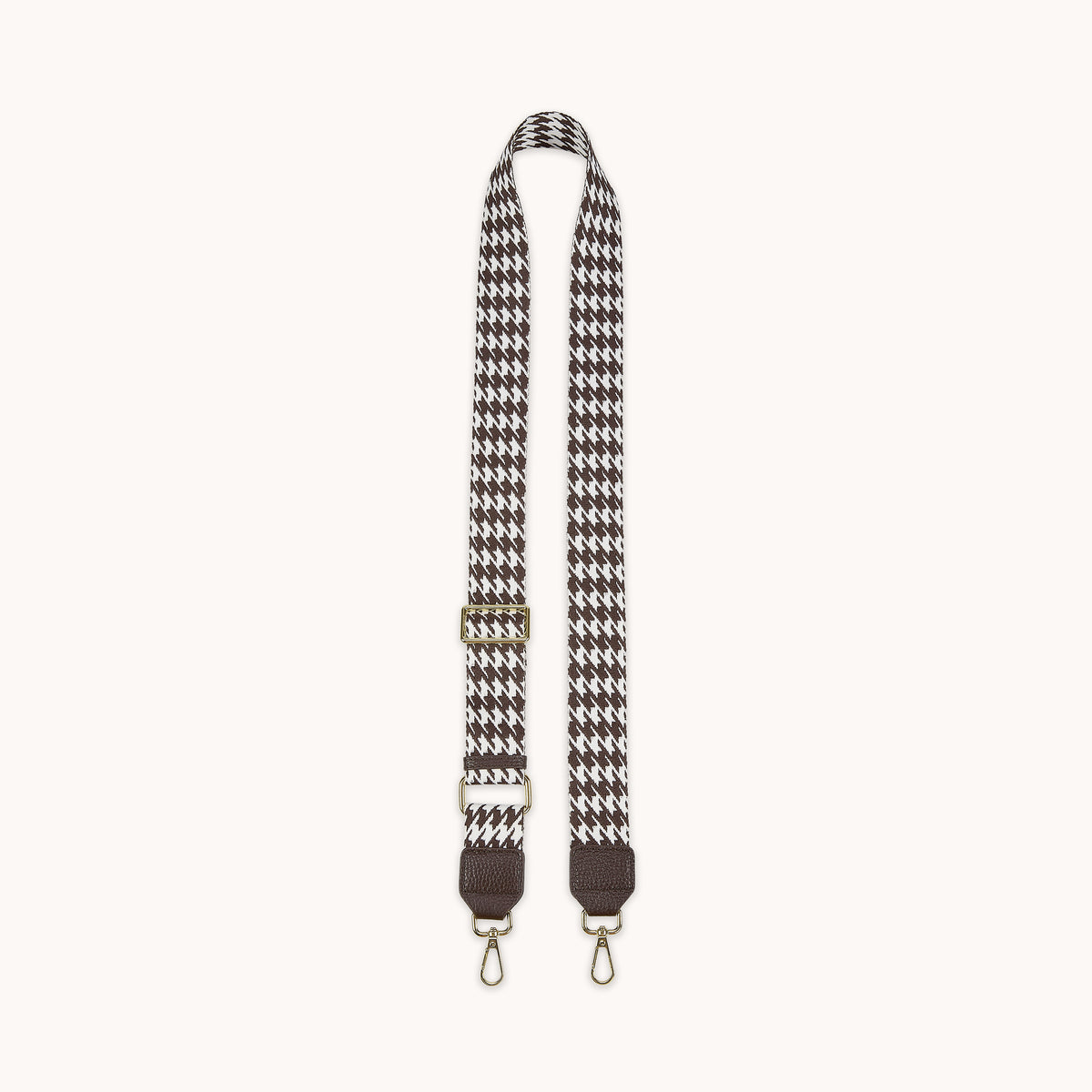 'HOUNDSTOOTH' Coffee Brown Crossbody Strap