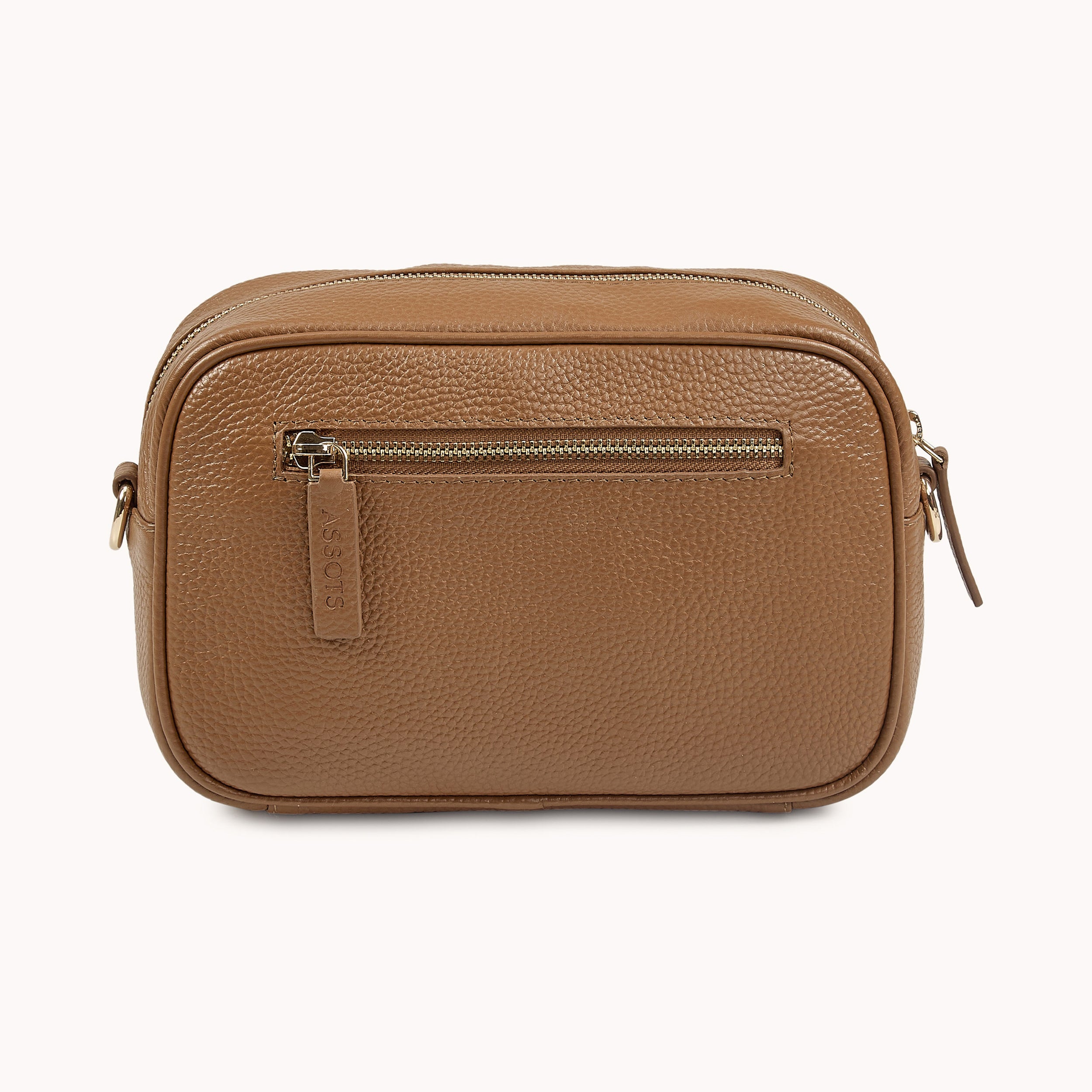 'HACKNEY' Tan Pebble Grain Real Leather Crossbody Bag
