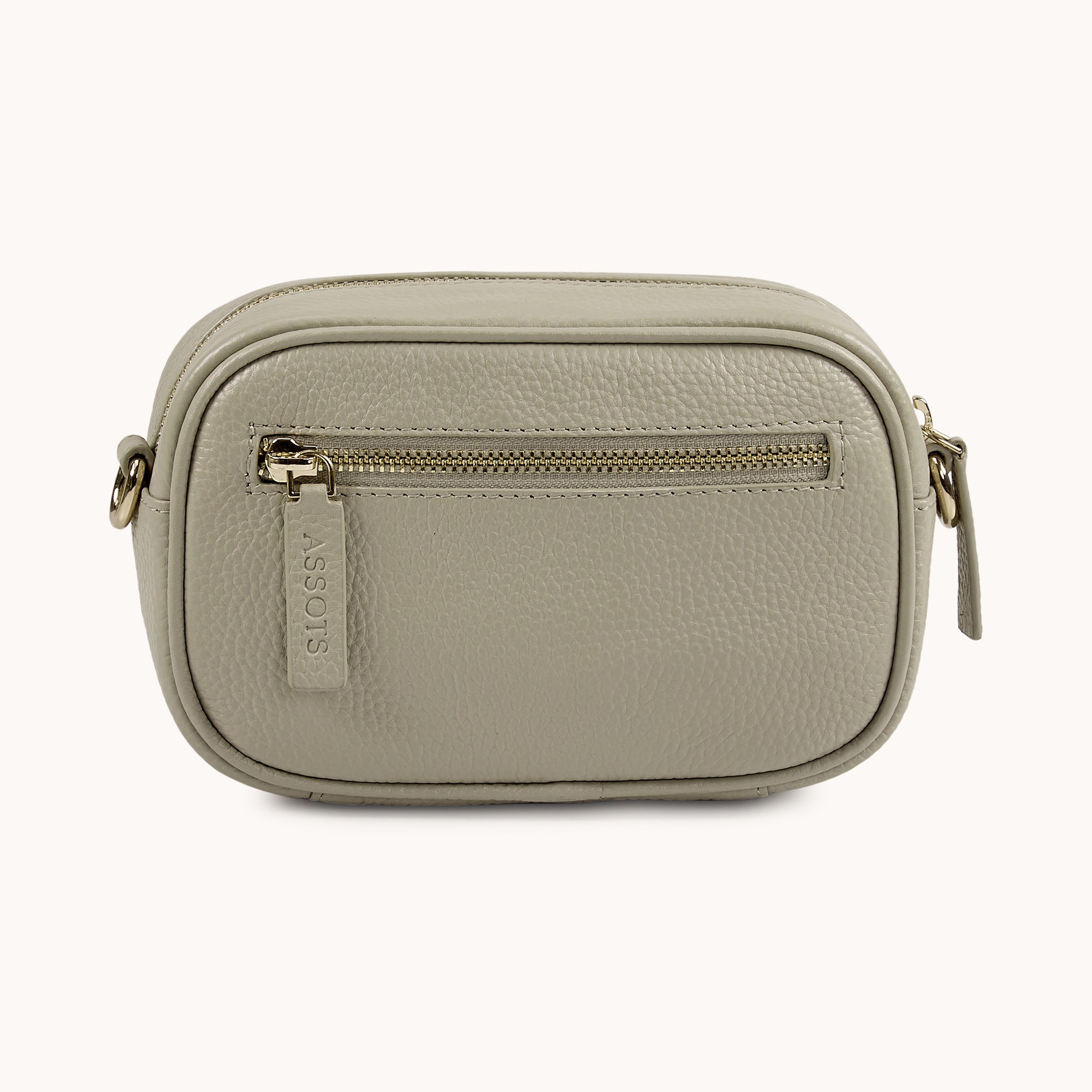 'HACKNEY MINI' Fog Grey Pebble Grain Real Leather Crossbody Bag