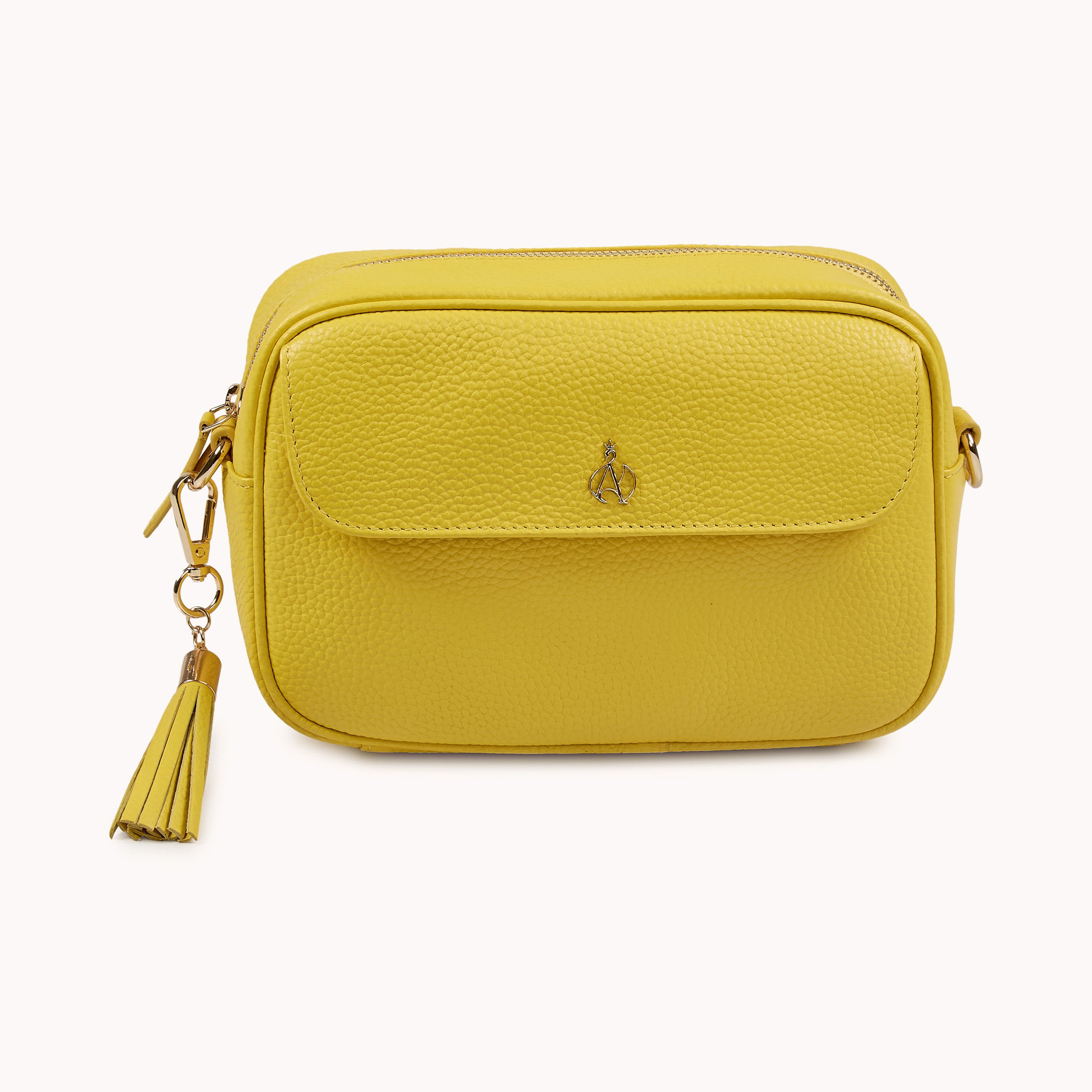 'HACKNEY' Sunflower Pebble Grain Real Leather Crossbody Bag