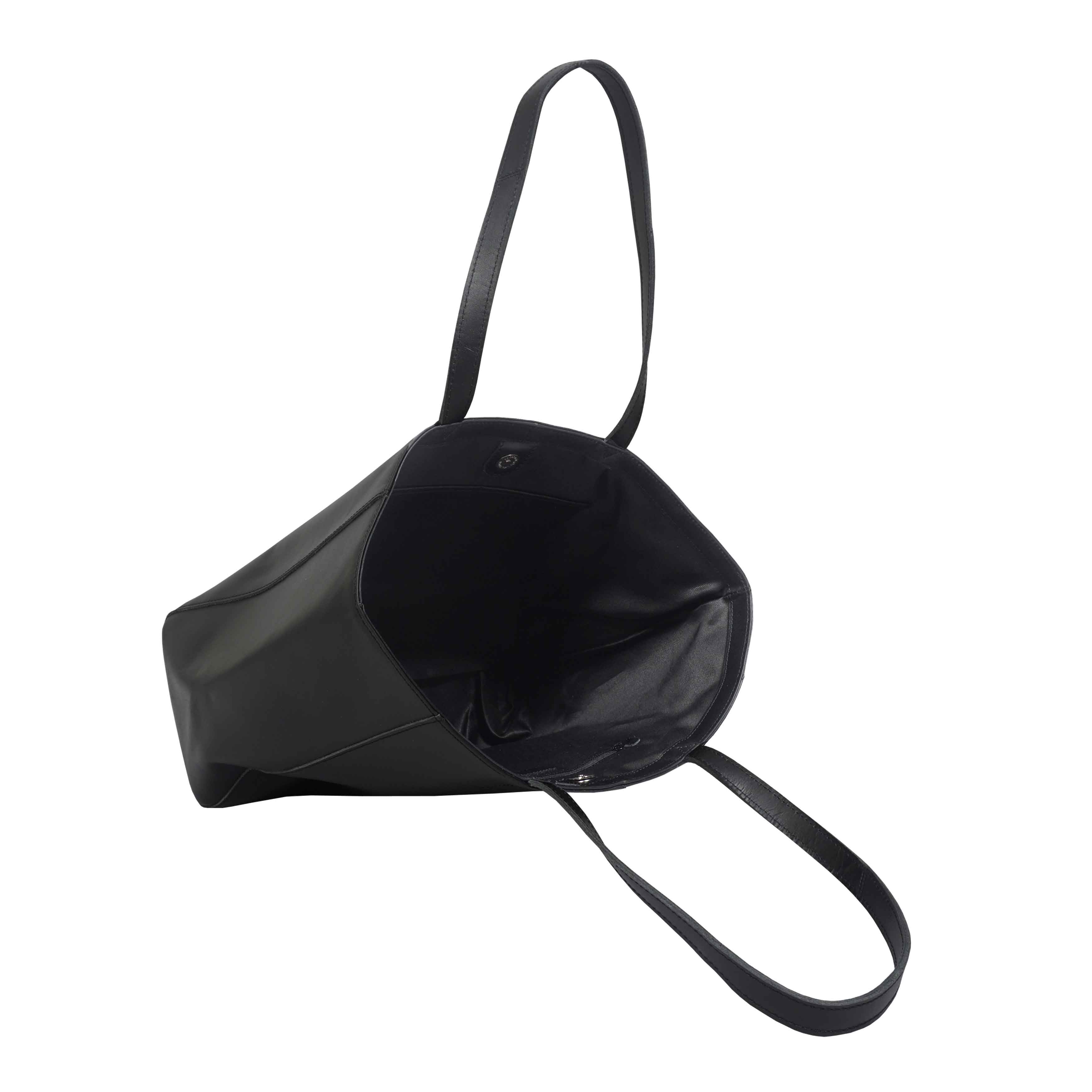 'ABINGDON' Black Real Leather Designer Tote Bag