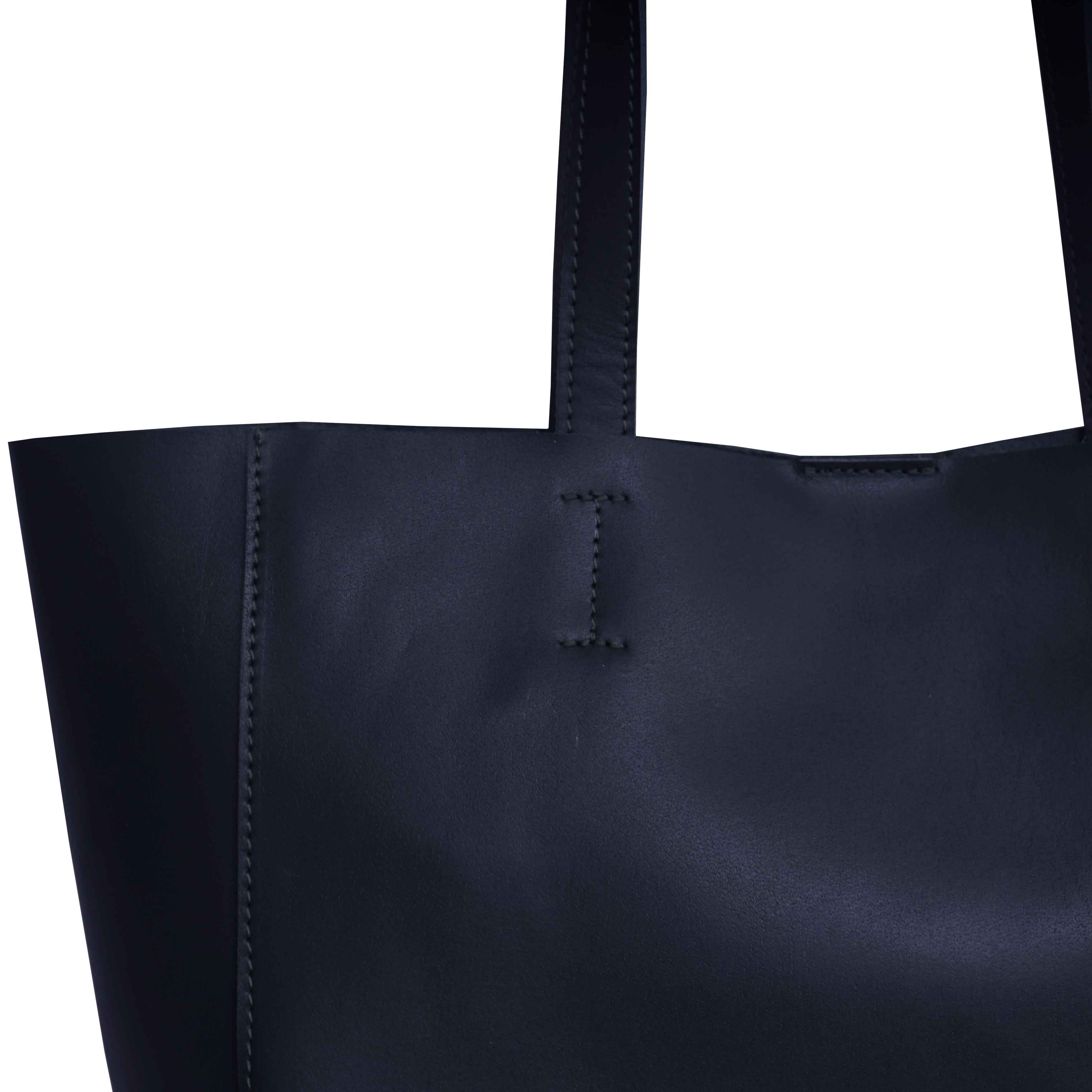 'ABINGDON' Navy Real Leather Designer Tote Bag