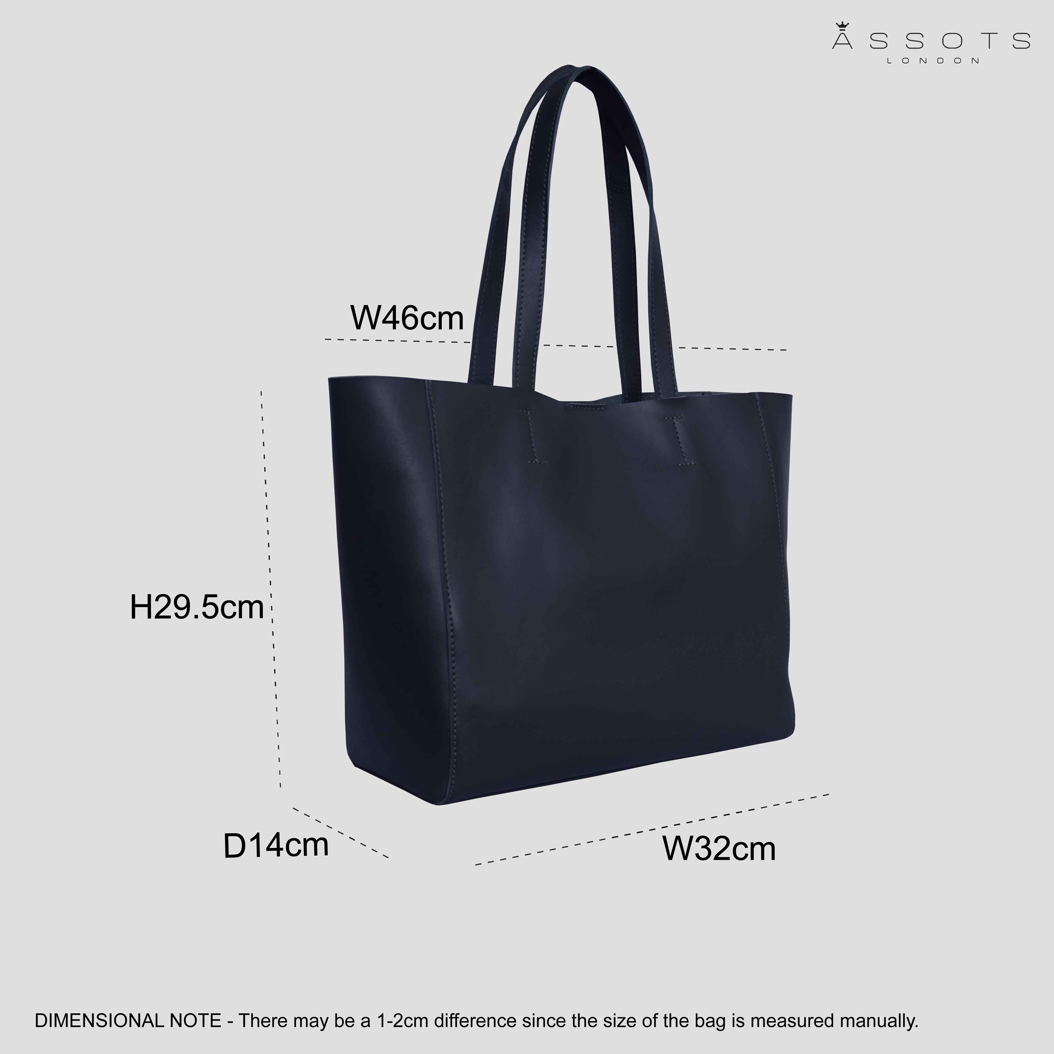 'ABINGDON' Navy Real Leather Designer Tote Bag