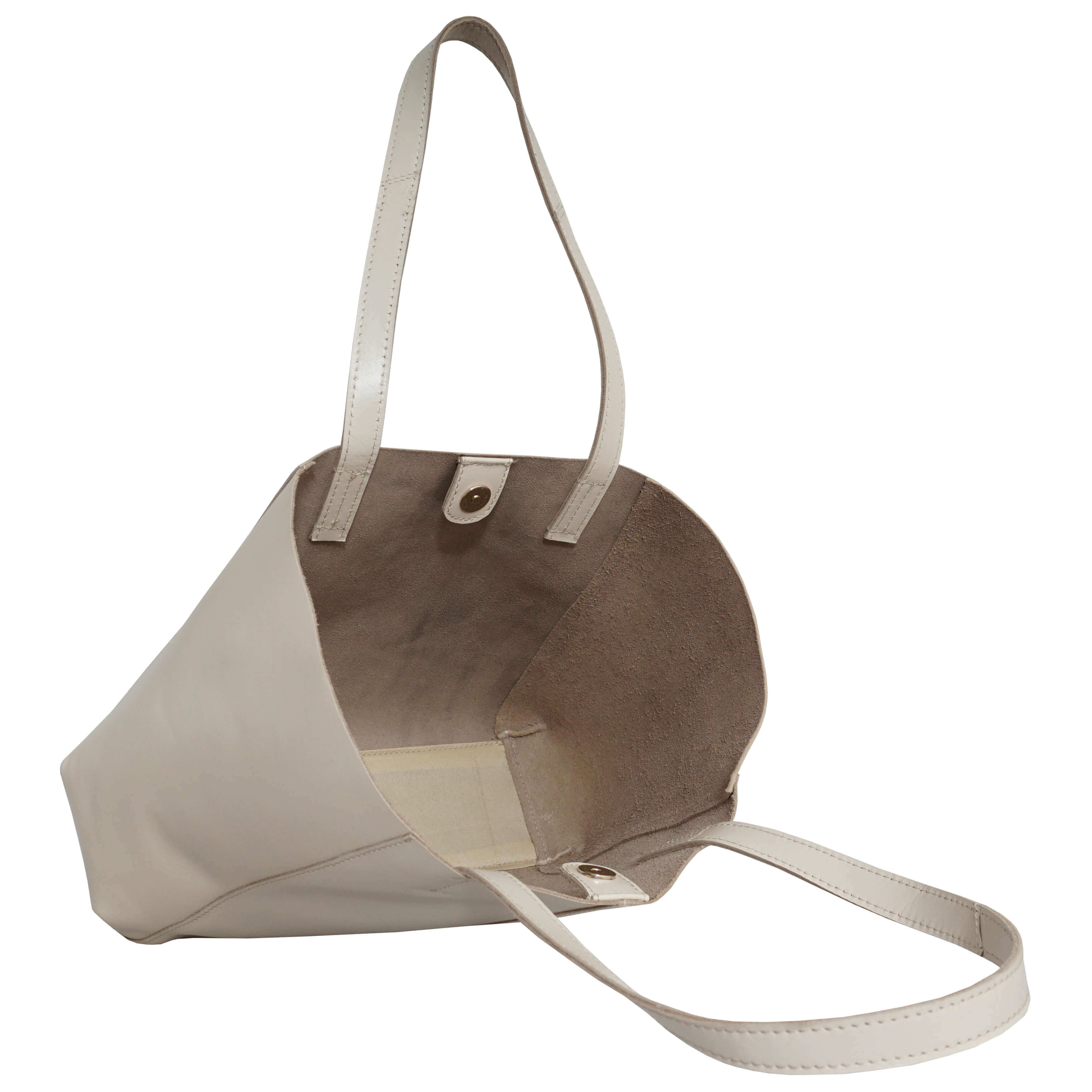 'ADELA' Cream Smooth Real Leather Unlined Designer Tote Bag