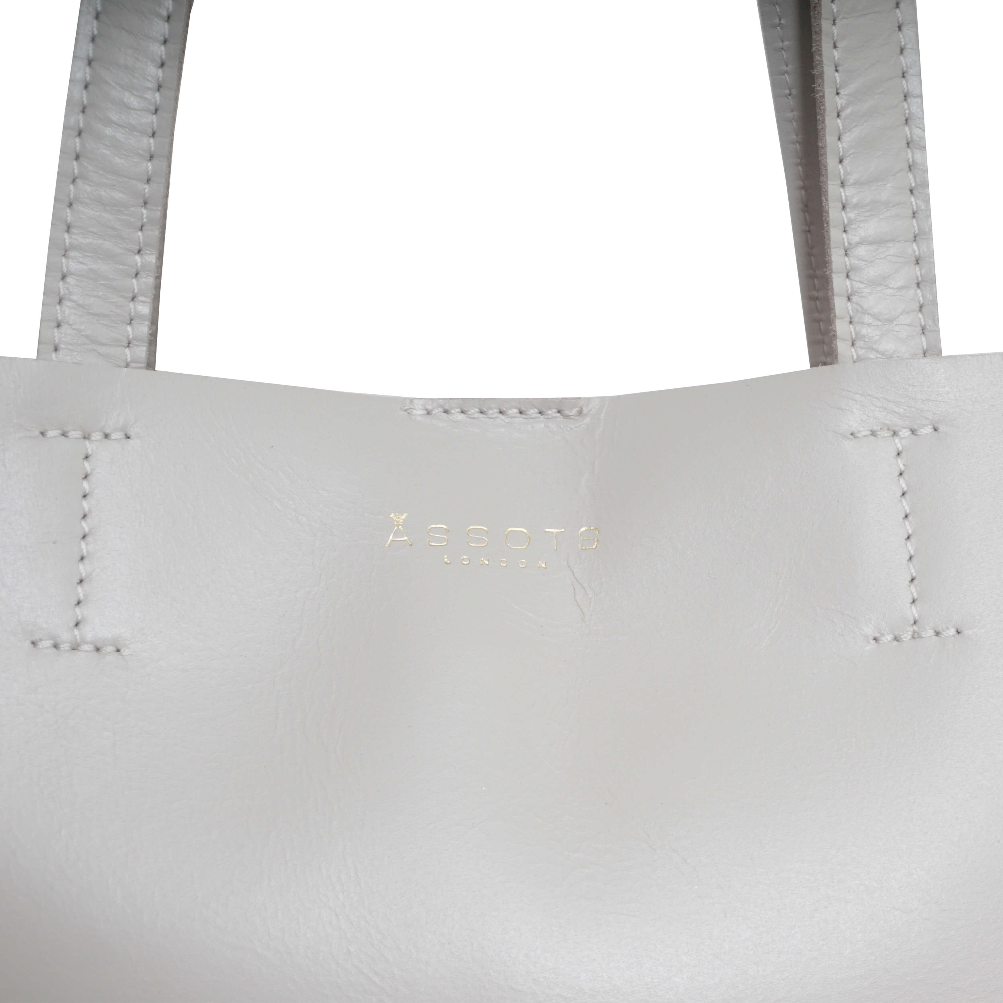 'ADELA' Ice Grey Smooth Real Leather Unlined Designer Tote Bag