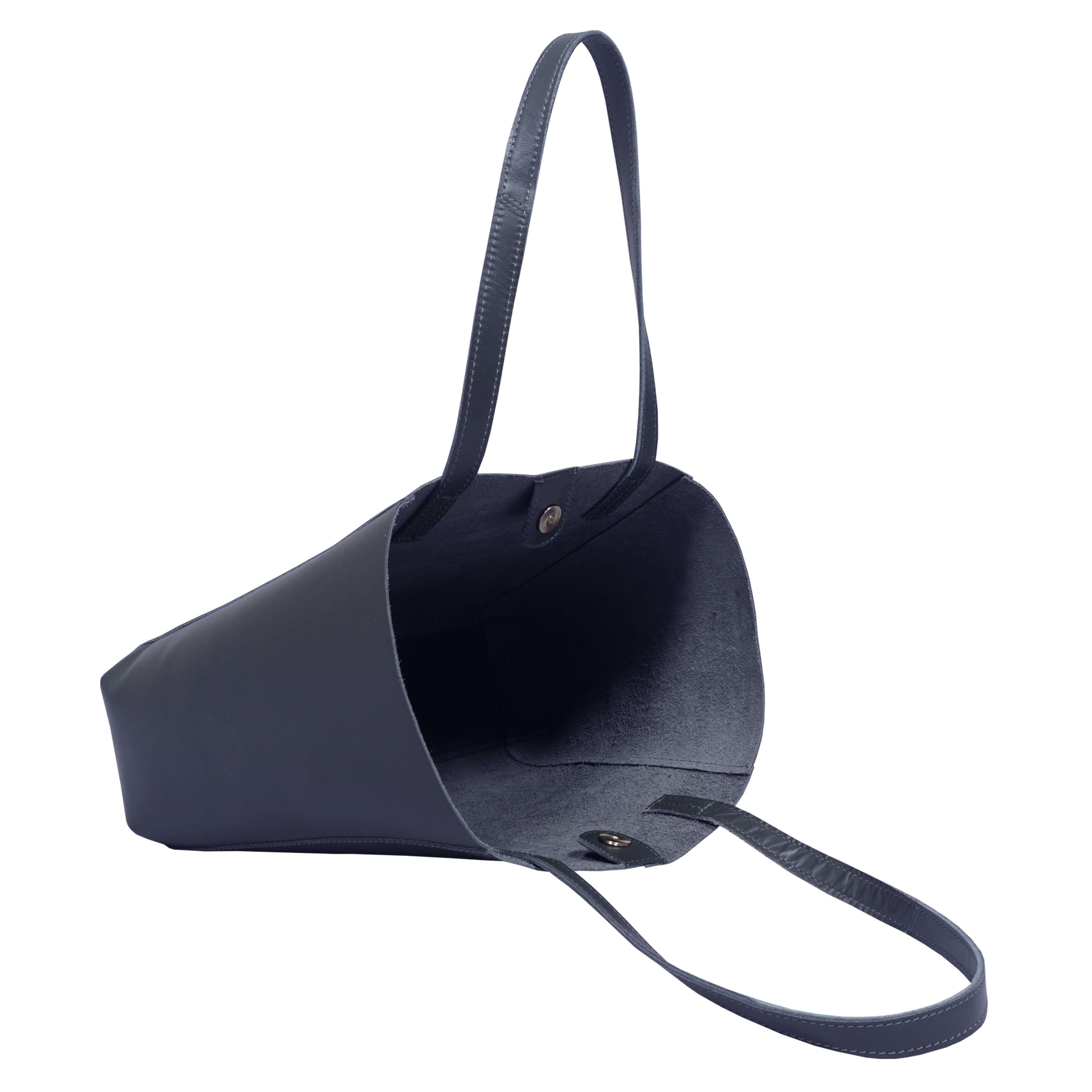 'ADELA' Navy Smooth Real Leather Unlined Designer Tote Bag