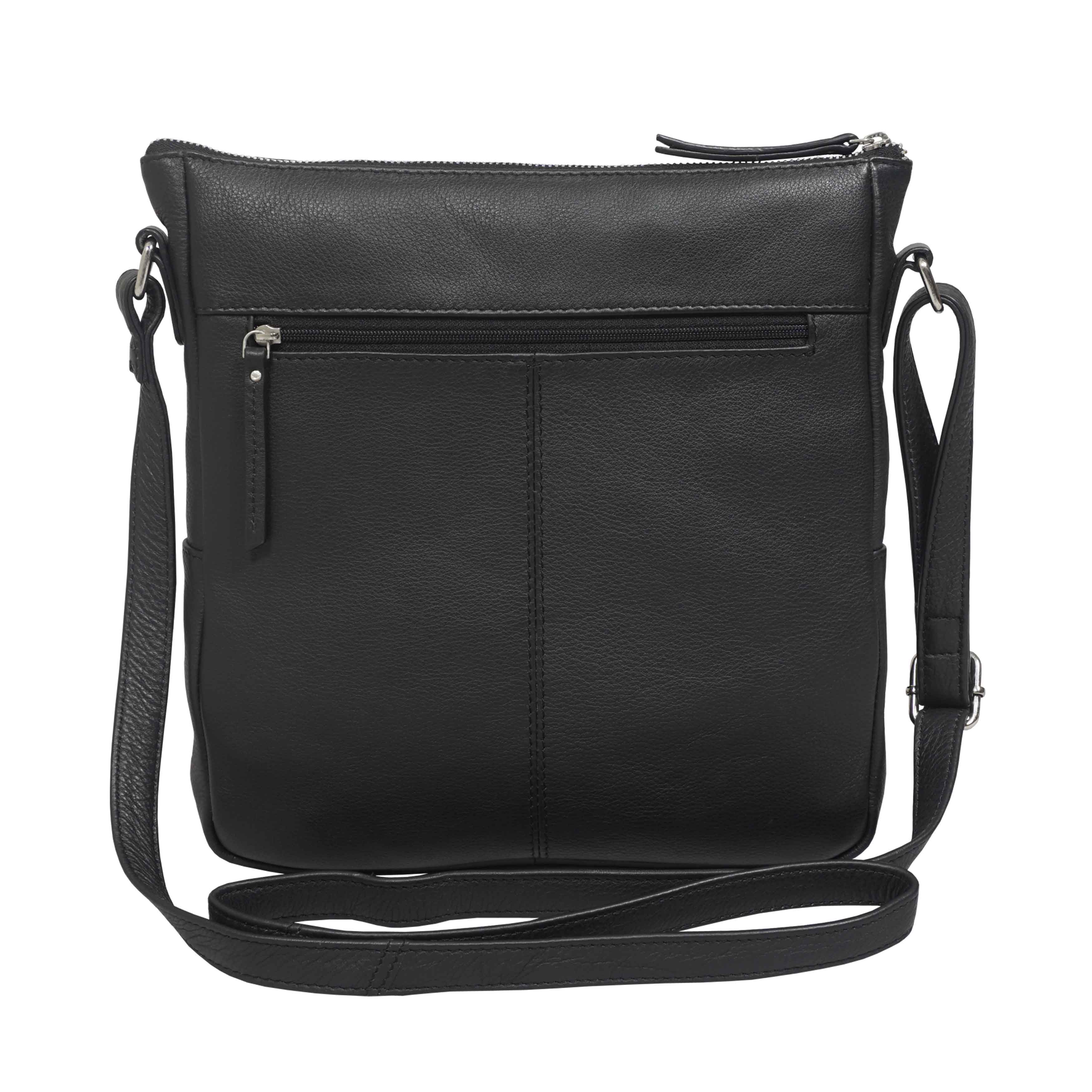 'AGATHA' Black Real Soft Pebble Grain Leather Crossbody Bag