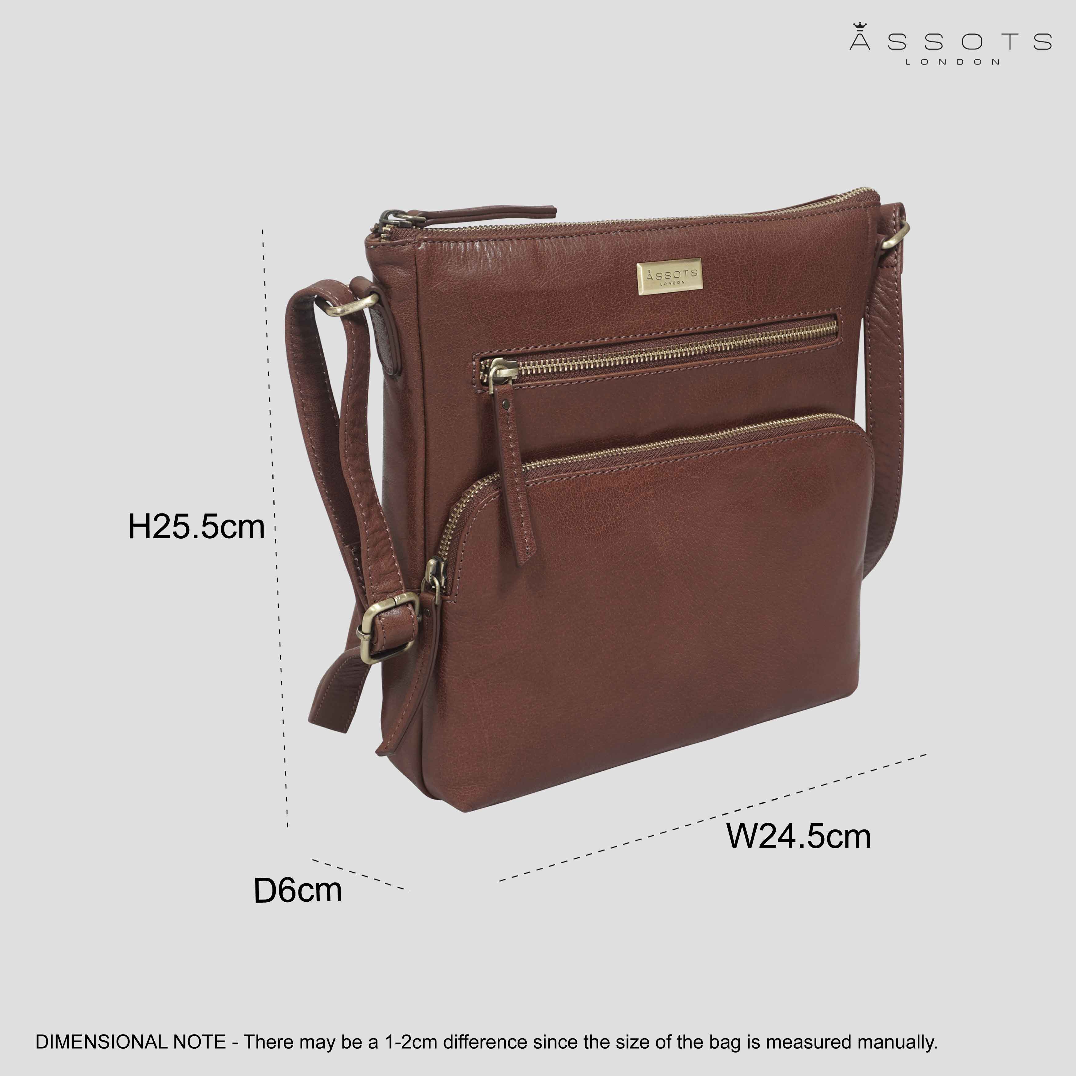 'AGATHA' Brown Vintage Polished VT Real Leather Crossbody Bag