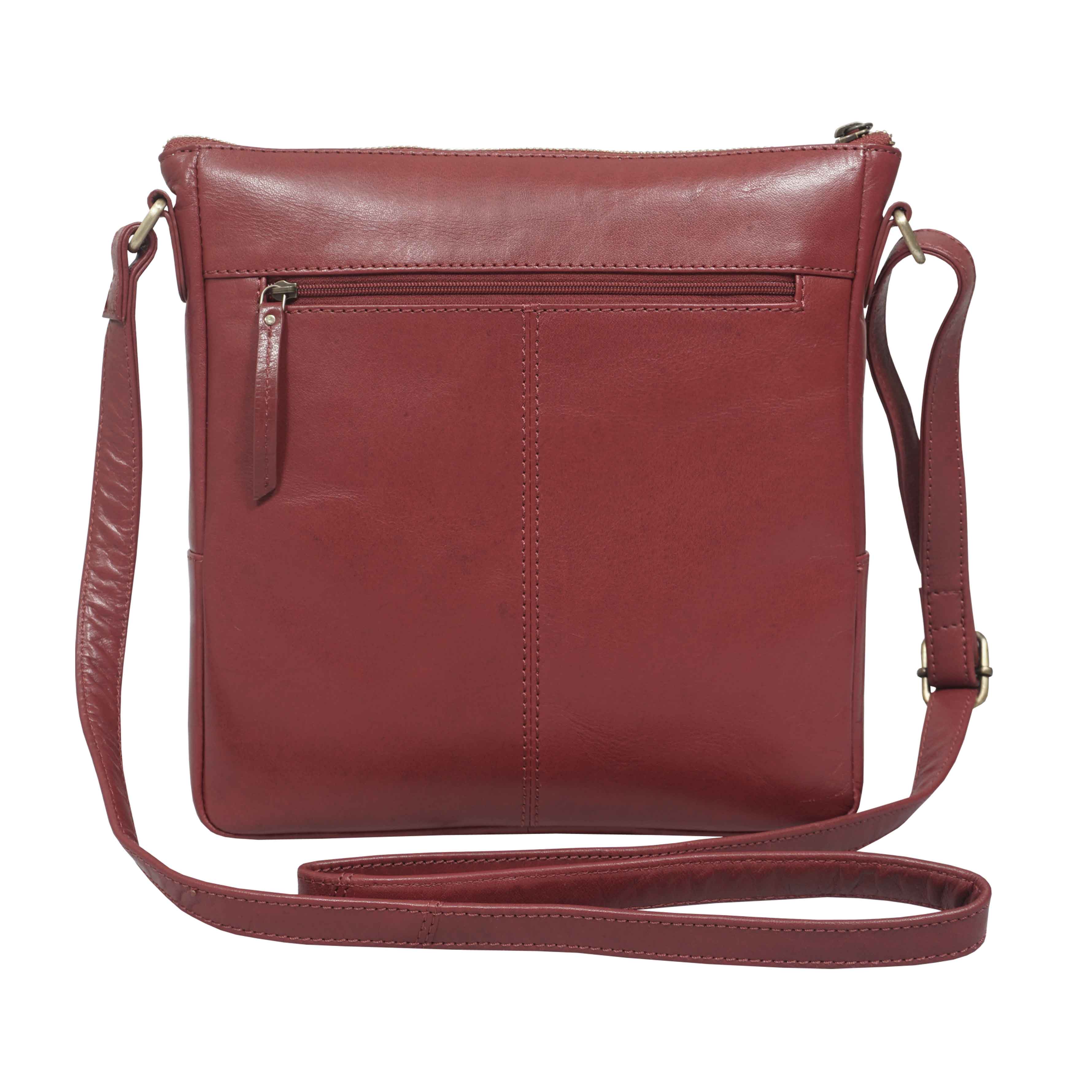 'AGATHA' Chillipepper Red Vintage Polished VT Real Leather Crossbody Bag