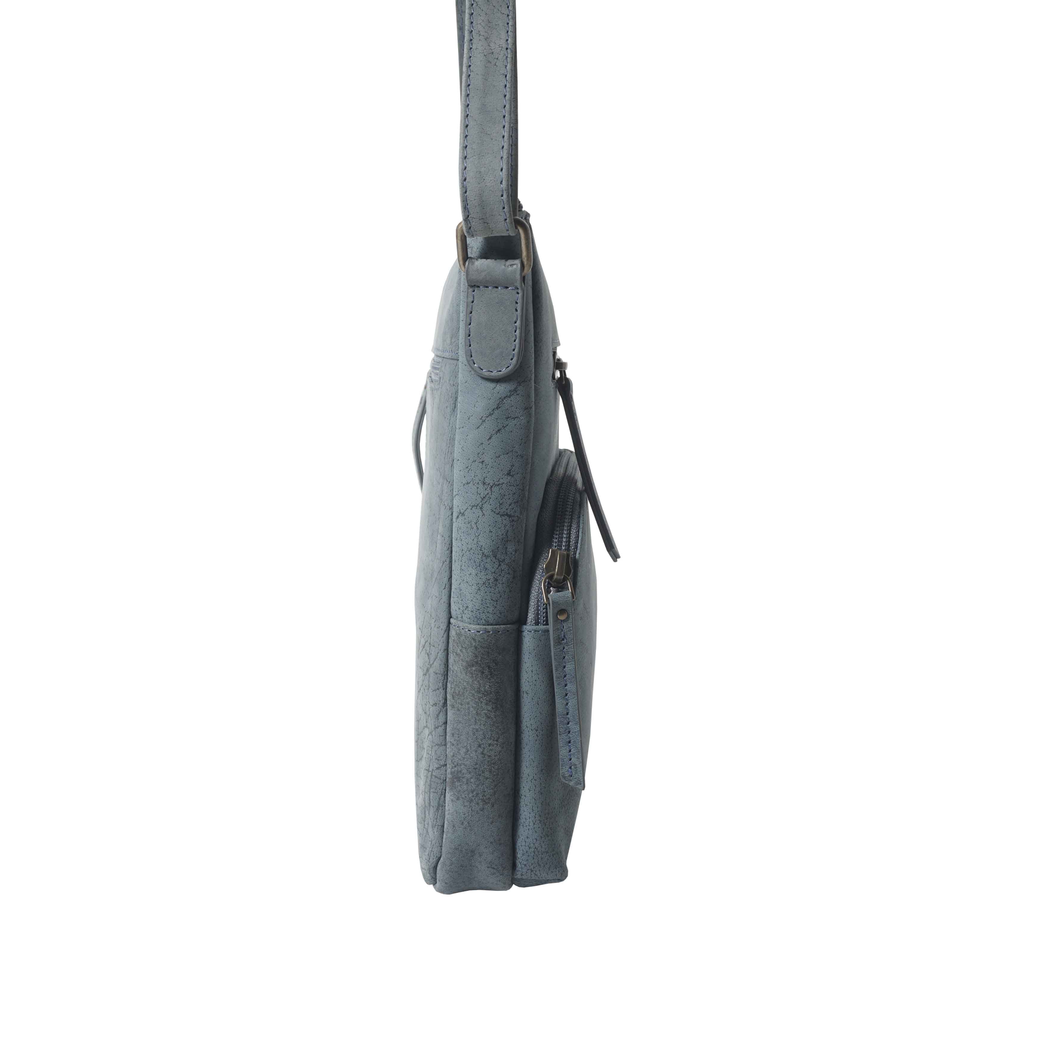 'AGATHA' Distressed Denim Vintage VT Real Leather Crossbody Bag