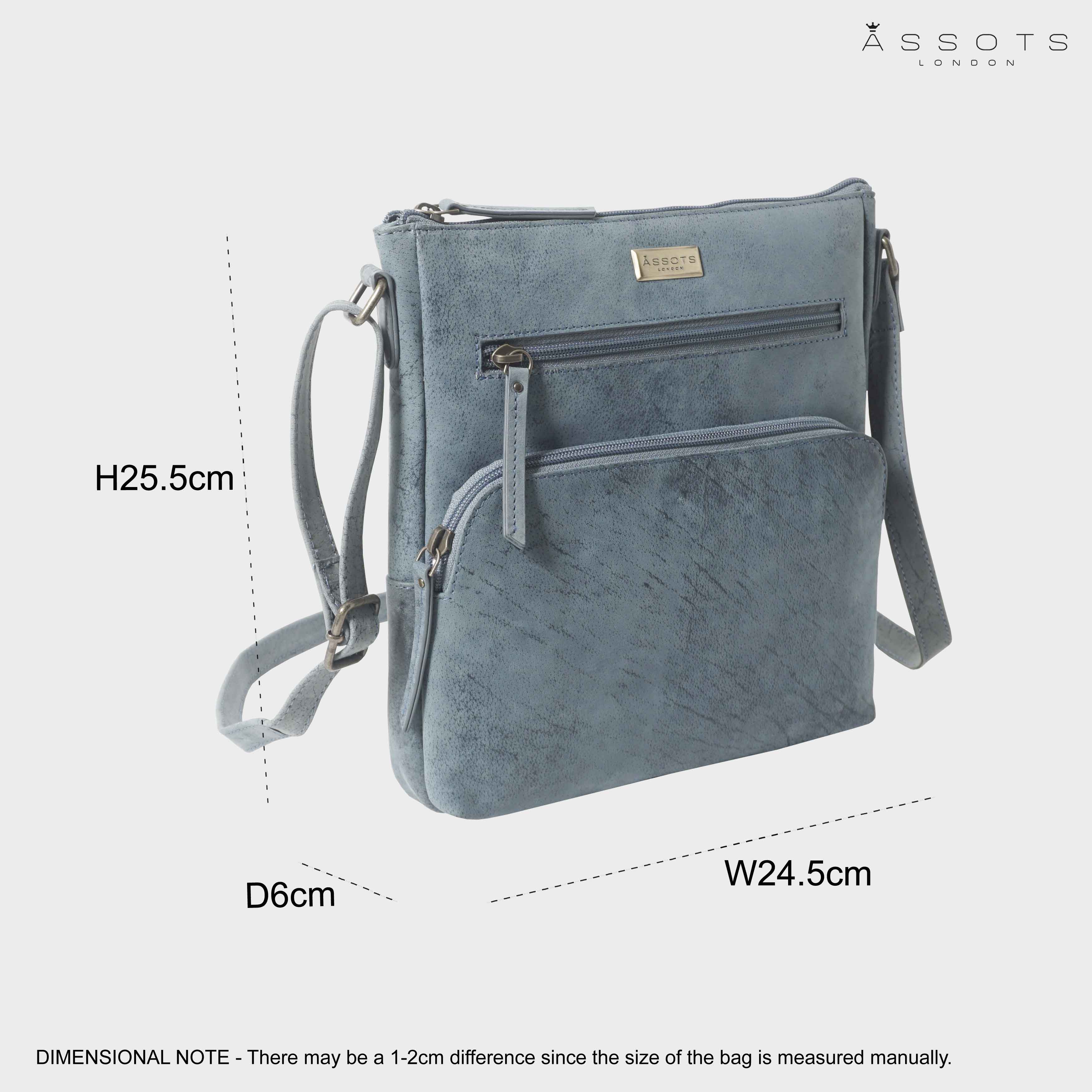 'AGATHA' Distressed Denim Vintage VT Real Leather Crossbody Bag