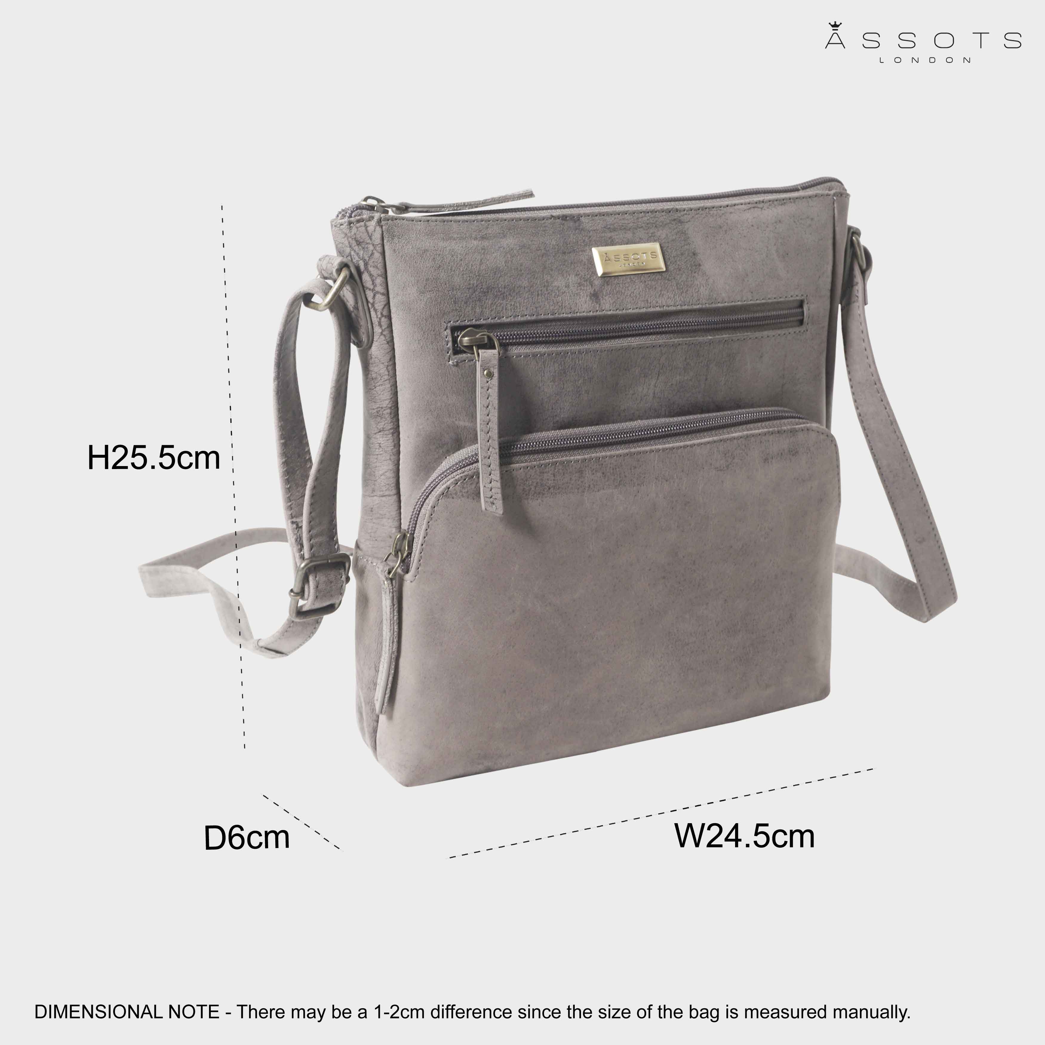 'AGATHA' Distressed Grey Vintage VT Real Leather Crossbody Bag