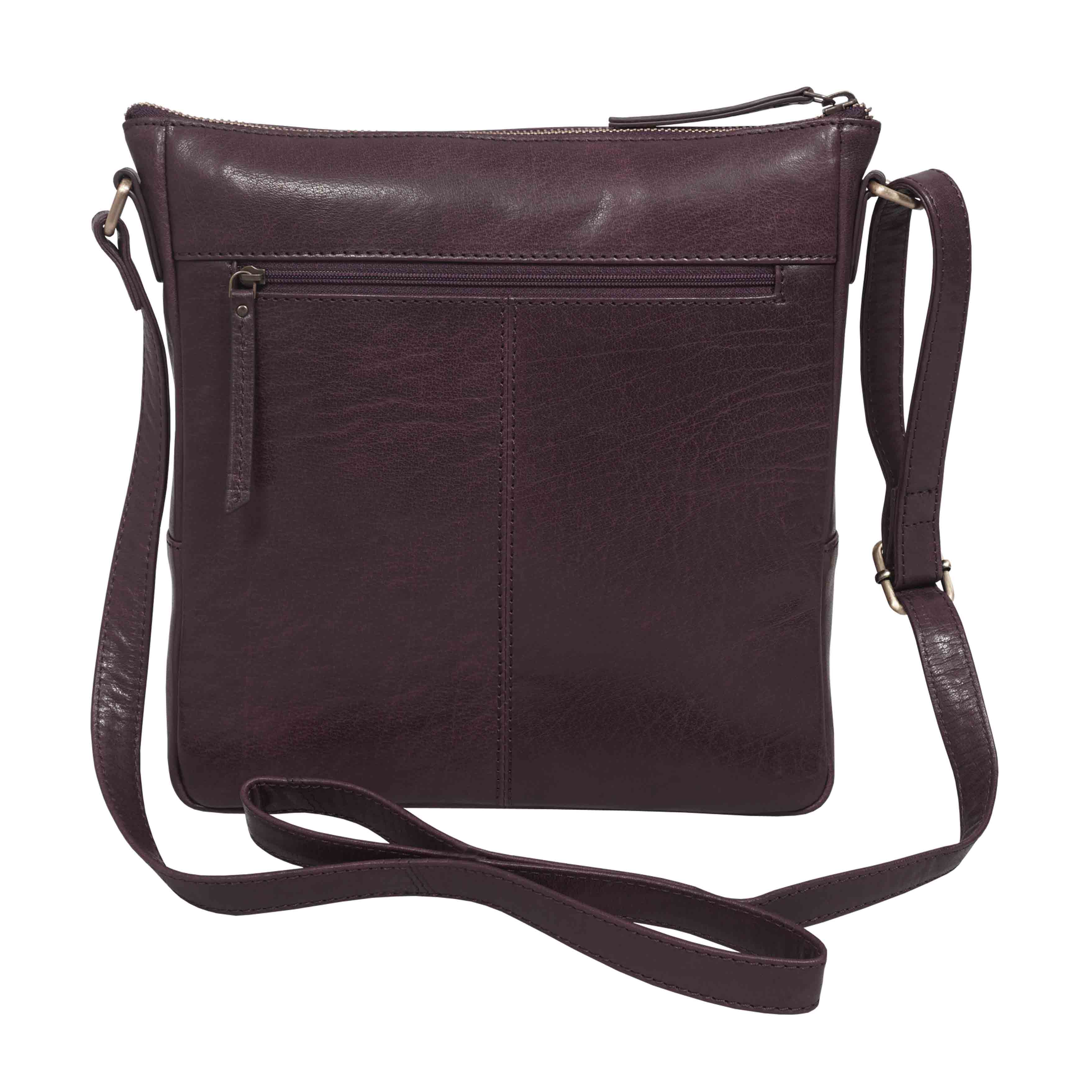 'AGATHA' Plum Vintage Polished VT Real Leather Crossbody Bag