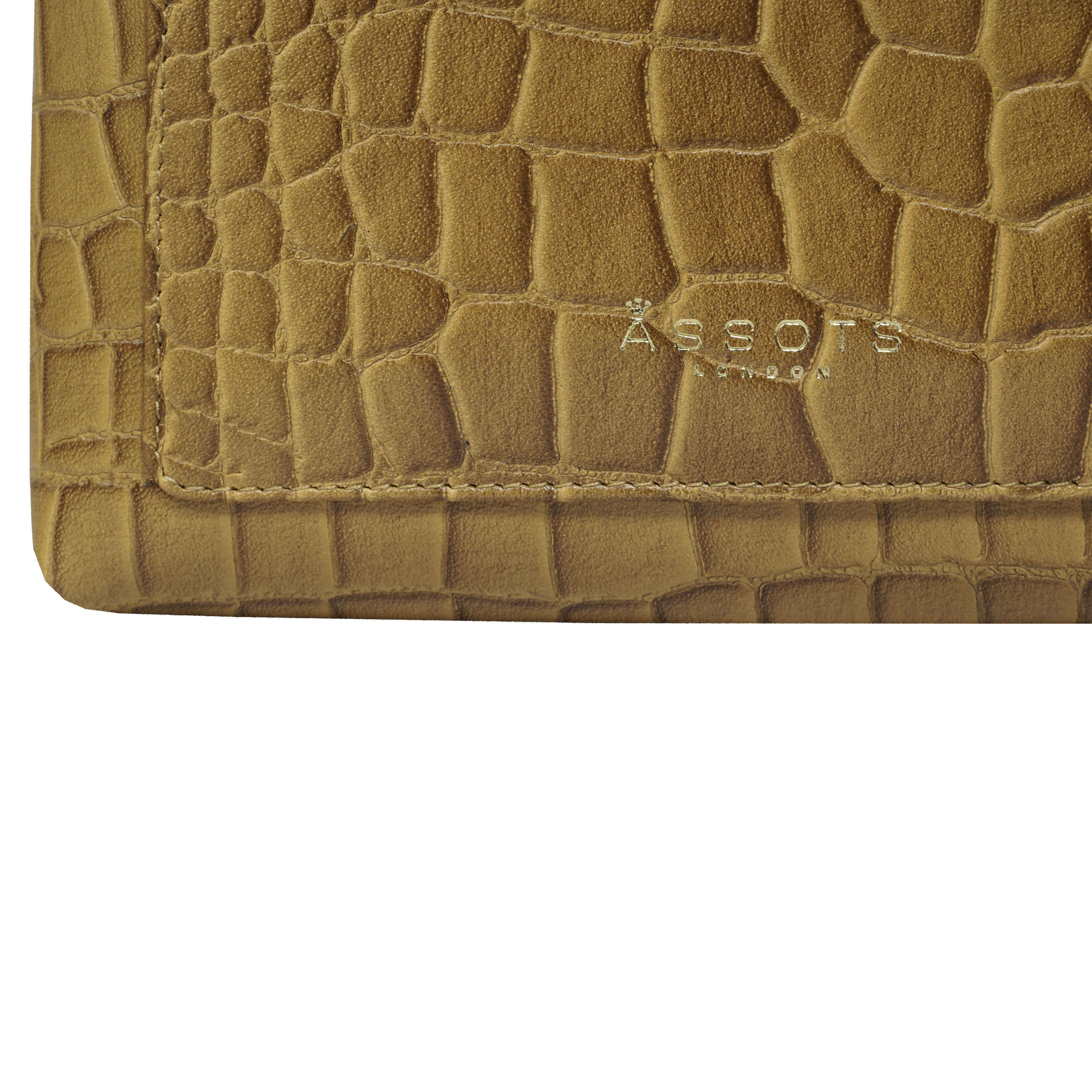 'ARIA' Mustard Croc Real Leather Crossbody Bag & Purse Set