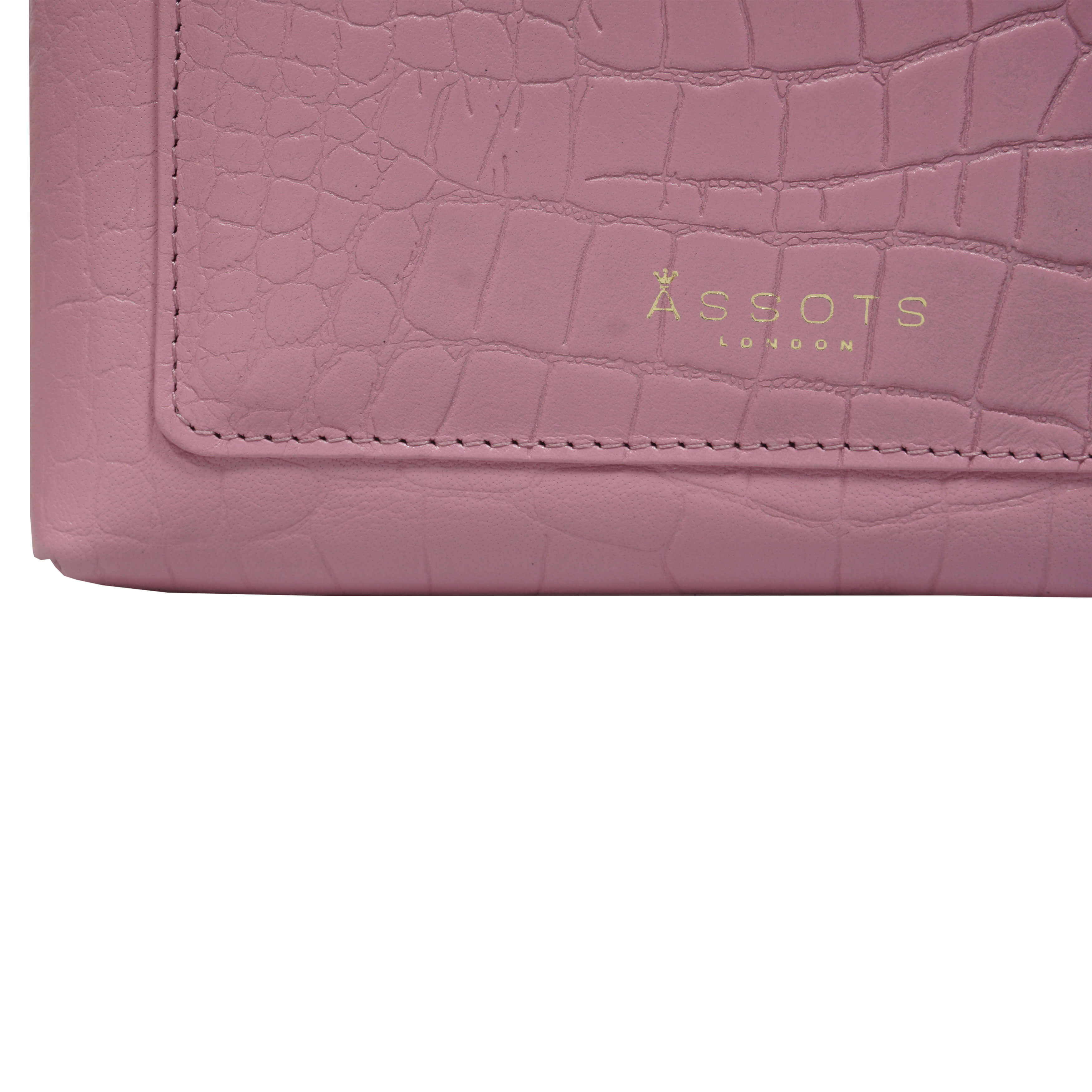 'ARIA' Pink Croc Real Leather Crossbody Bag & Purse Set