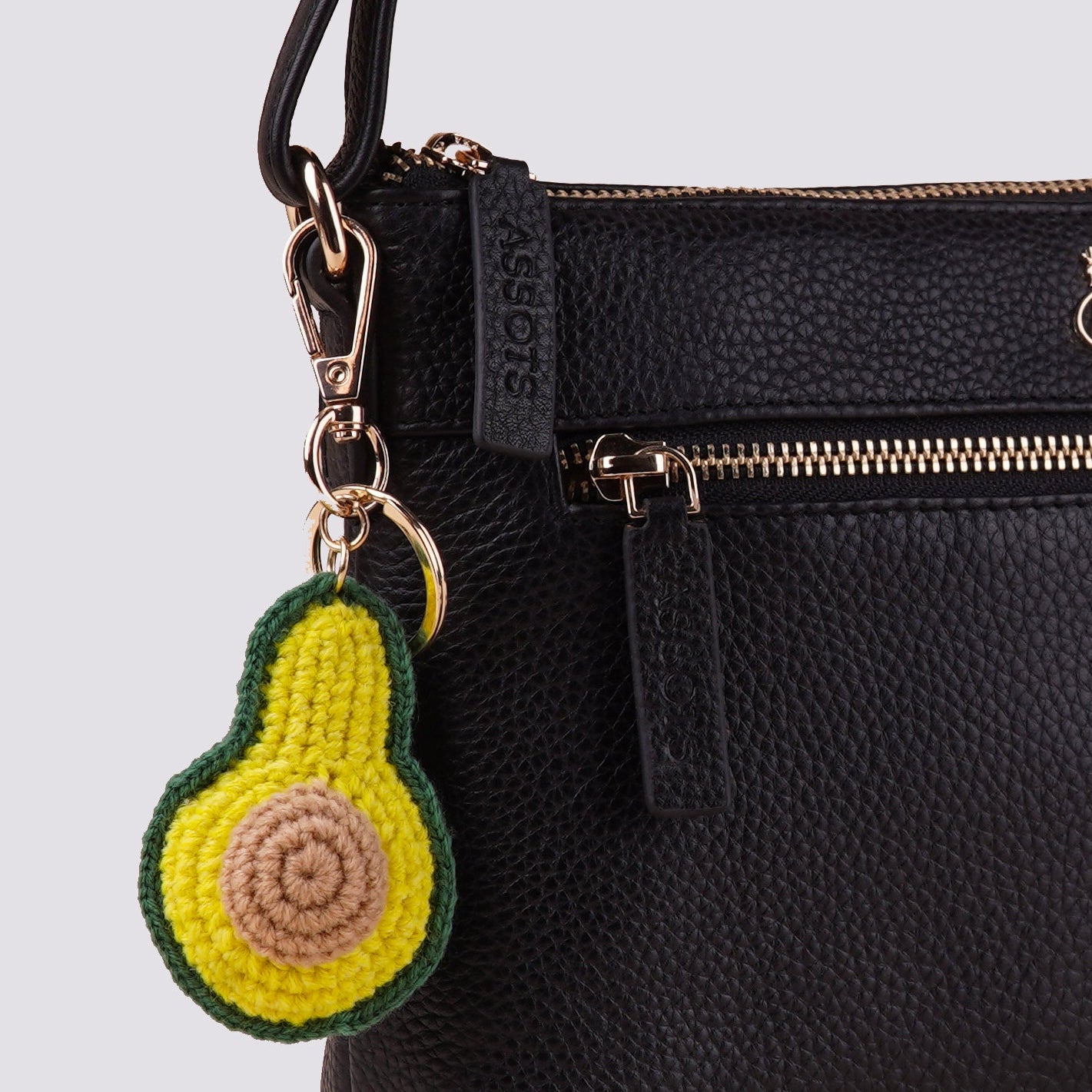 The Avocado Hand Crochet Gold Charm Keyring