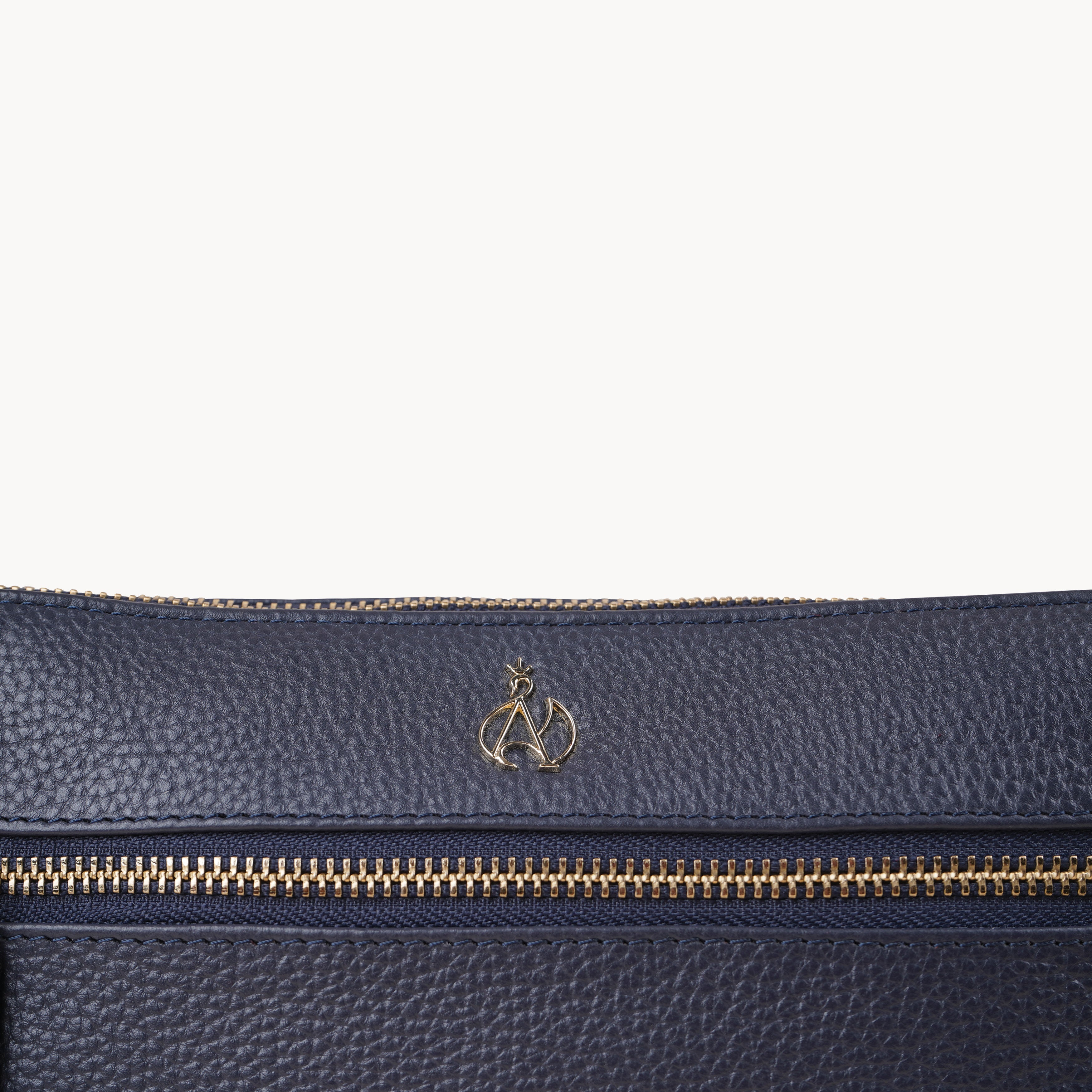 'BECKY' Navy Pebble Grain Real Leather Crossbody Bag