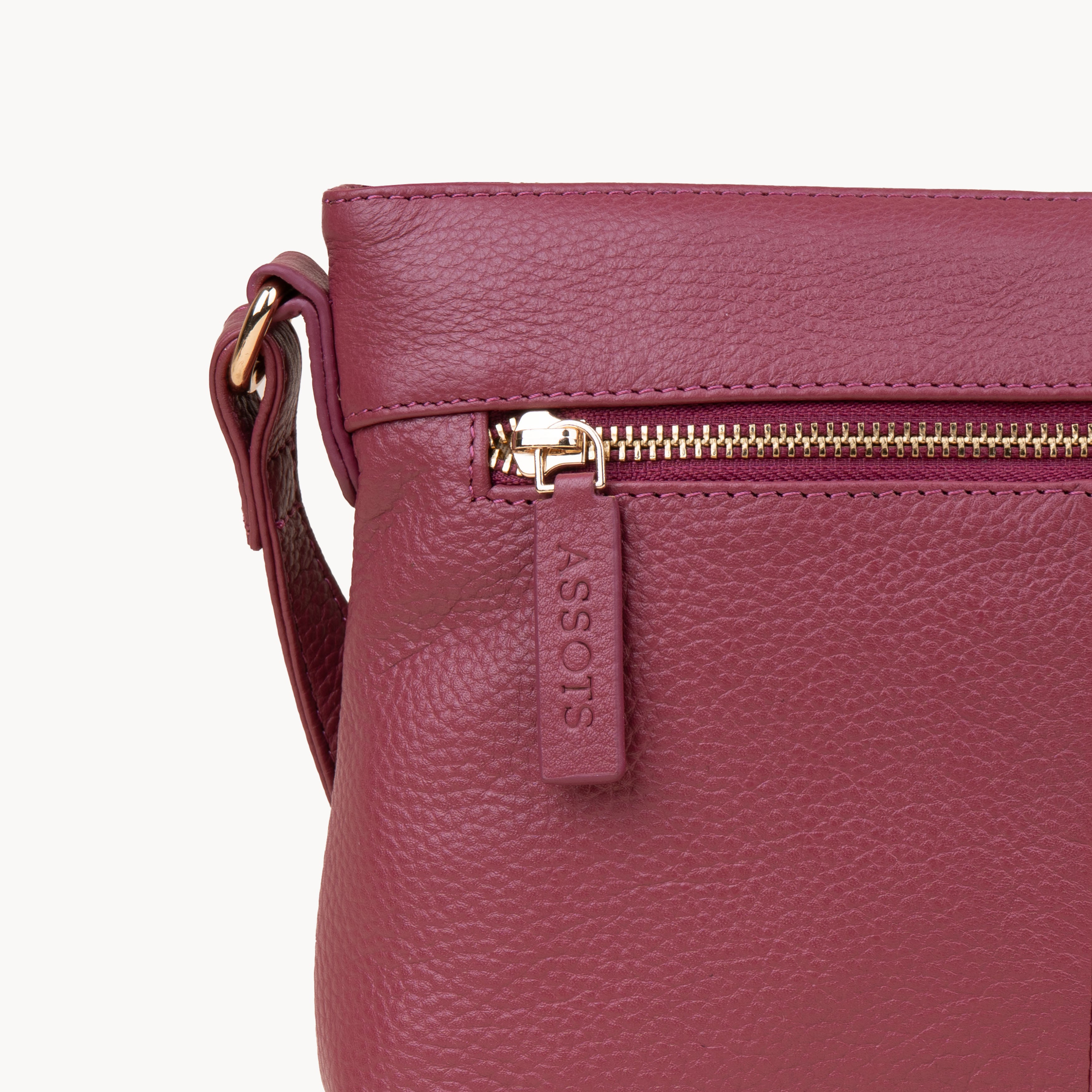'BECKY' Carmine Pink Pebble Grain Real Leather Crossbody Bag