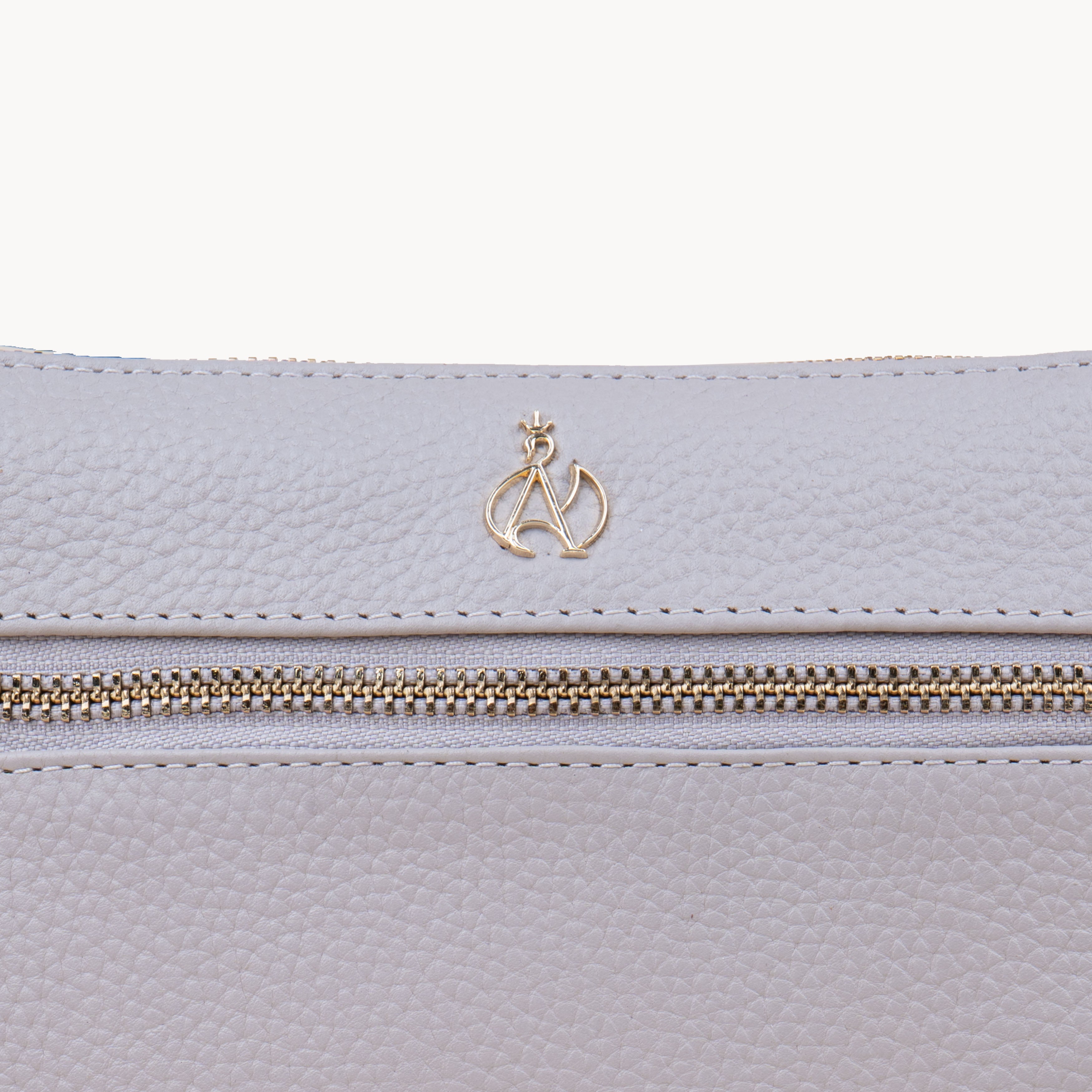 'BECKY' Ice Grey Pebble Grain Real Leather Crossbody Bag