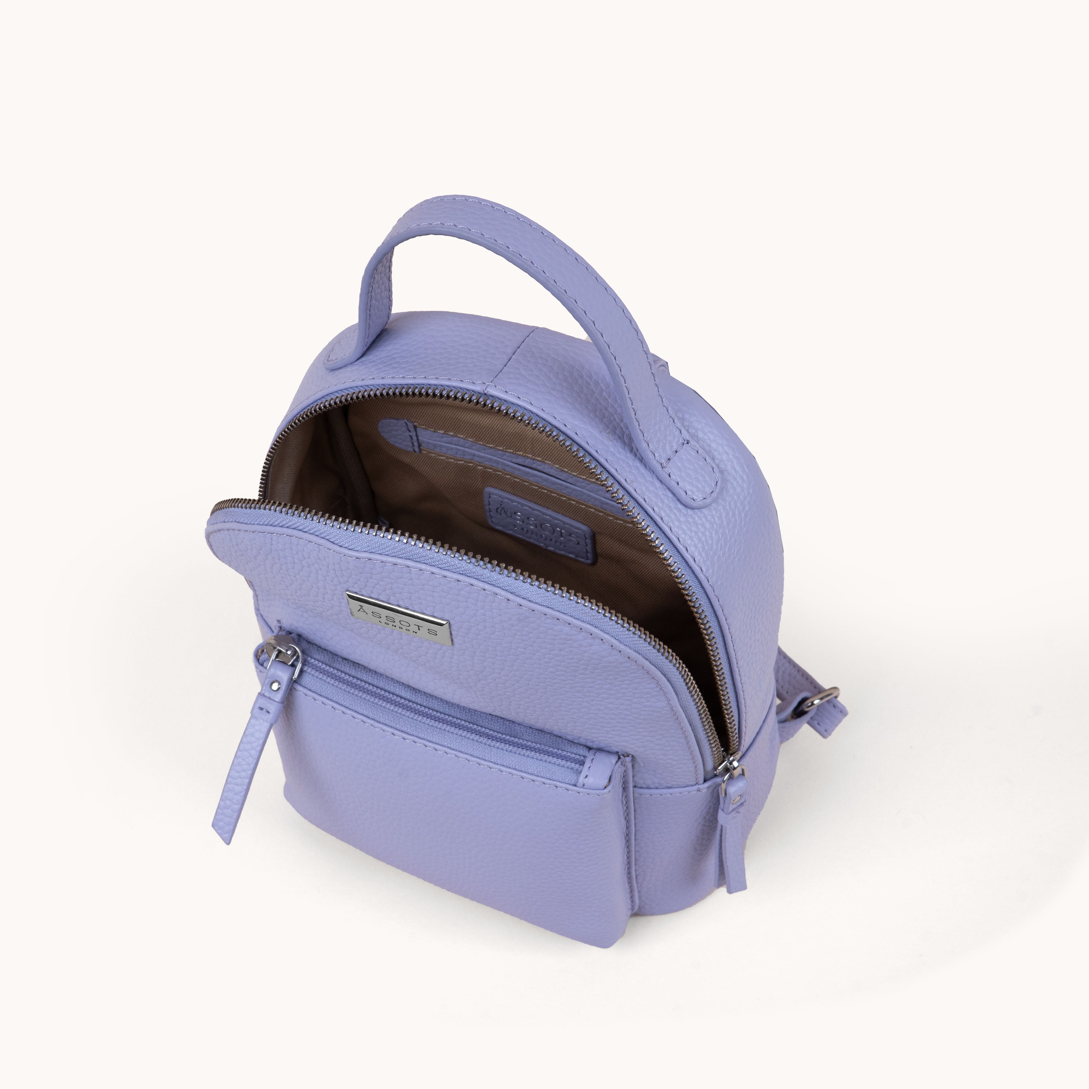 'BETTY' Lilac Pebble Grain Real Leather Mini Backpack