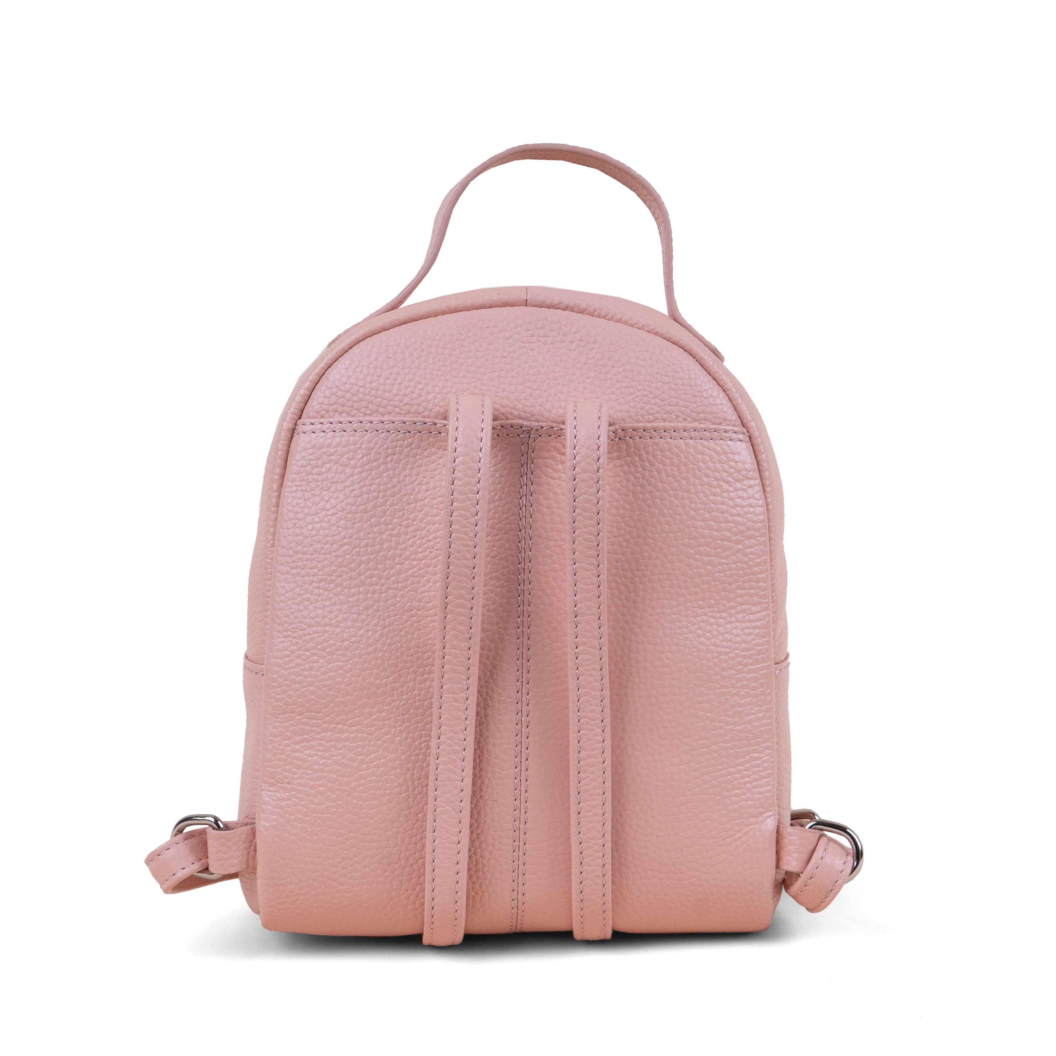 'BETTY' Peach Pebble Grain Real Leather Mini Backpack
