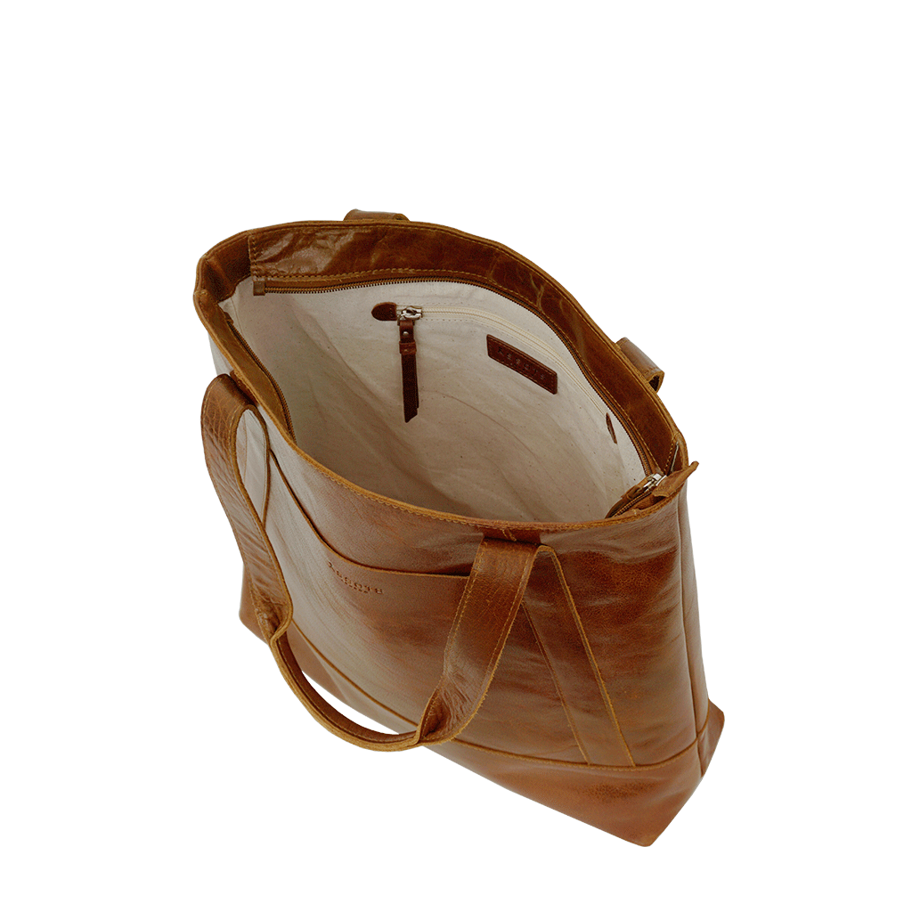 'Barbara' Tan Vintage Waxy Polished Leather Tote Bag