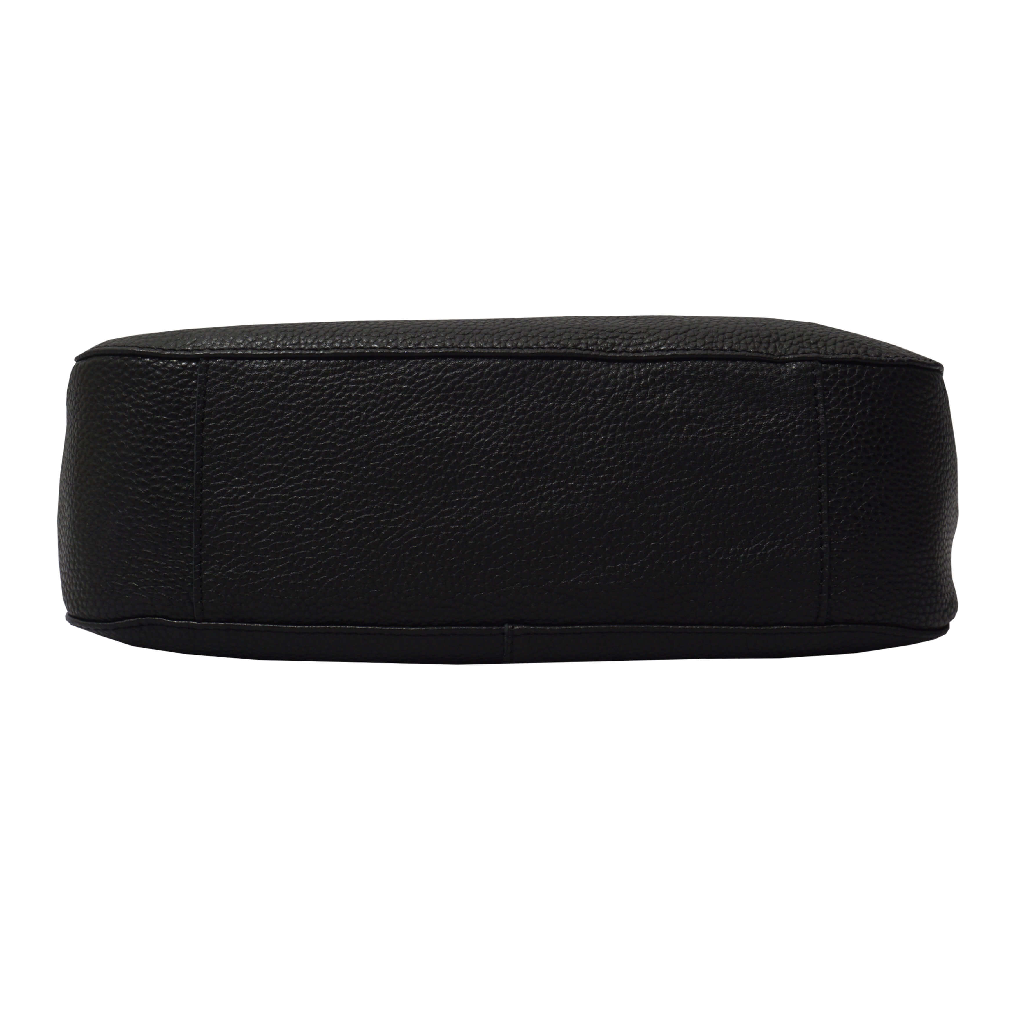 'BIANCA' Black Pebble Grain Leather Slouchy Hobo Bag