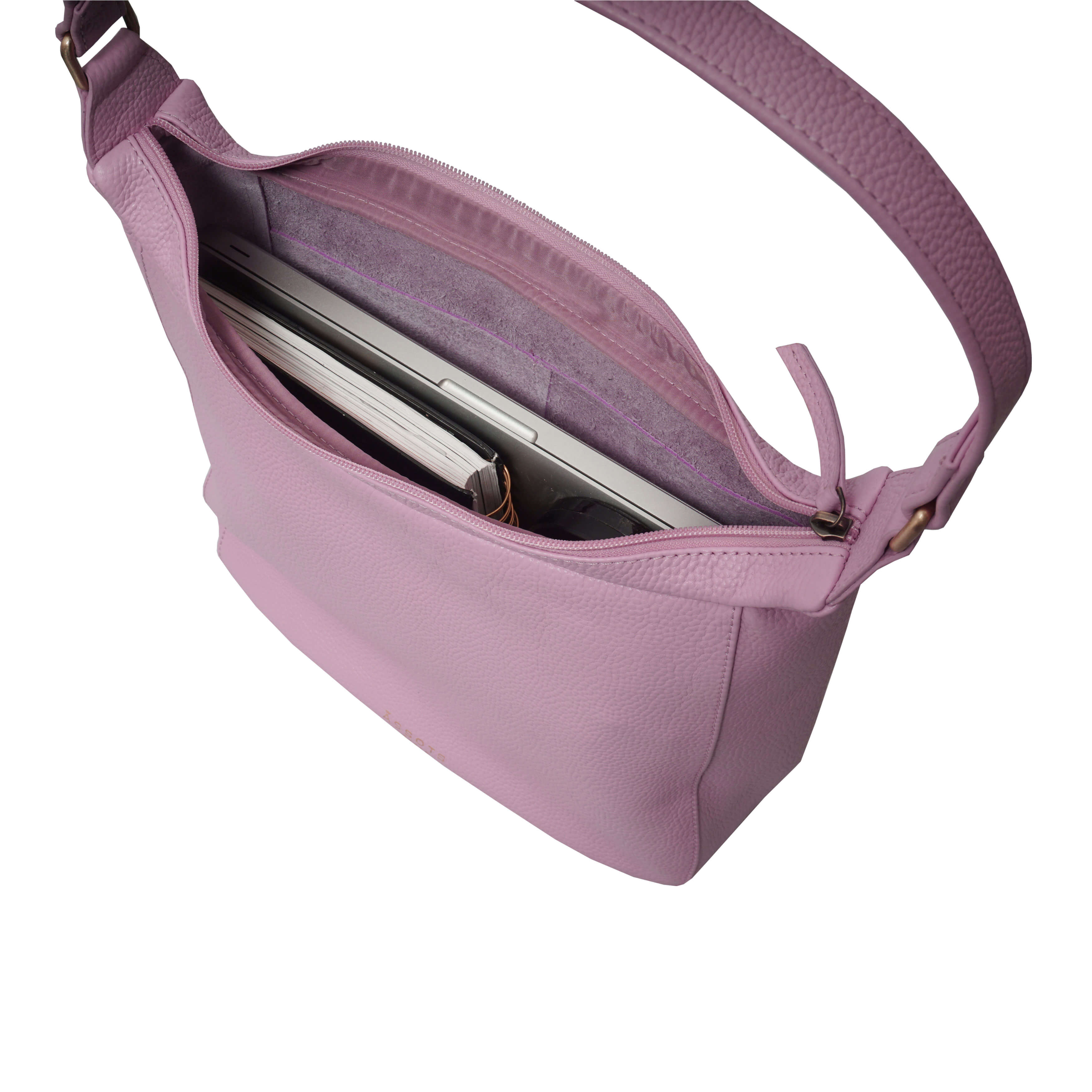 'BIANCA' Pale Pink Pebble Grain Leather Slouchy Hobo Bag