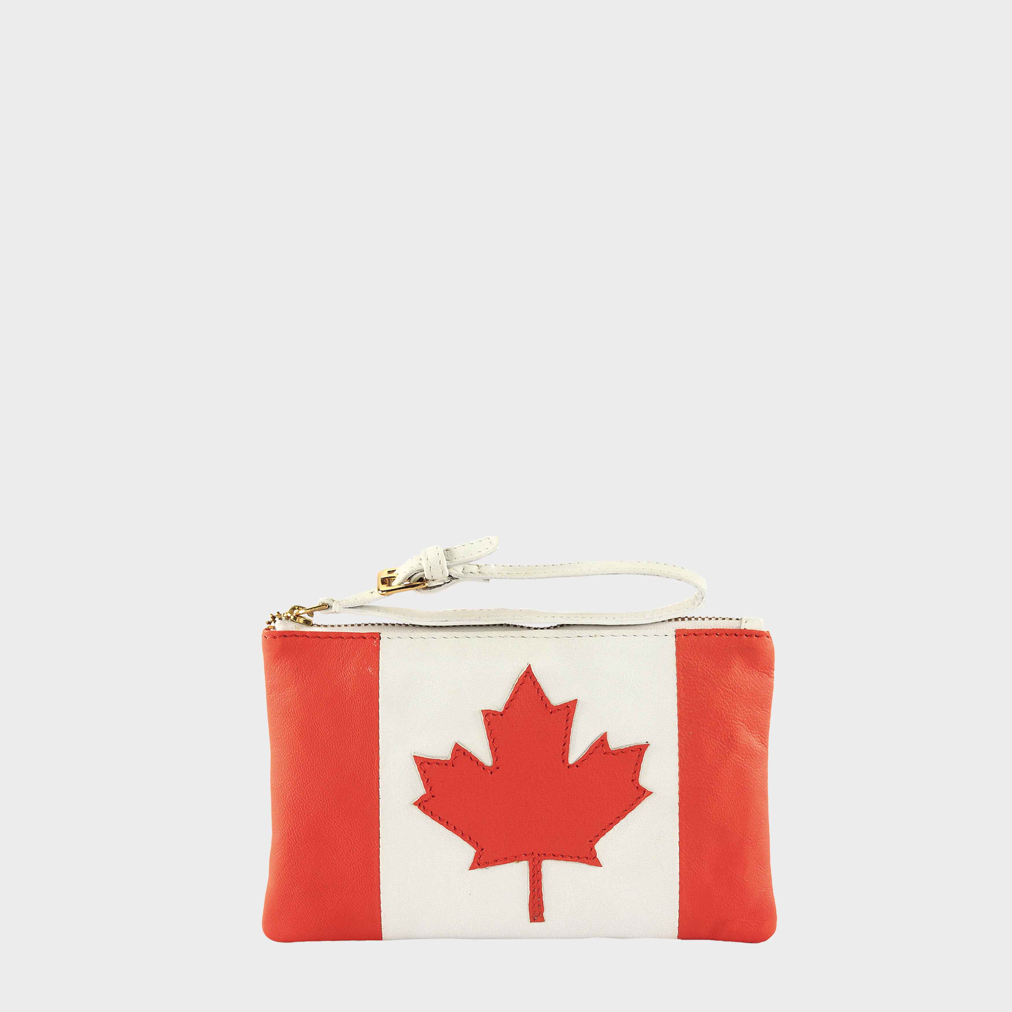 'CANADIAN' Country Flag Designer Leather Wristlet