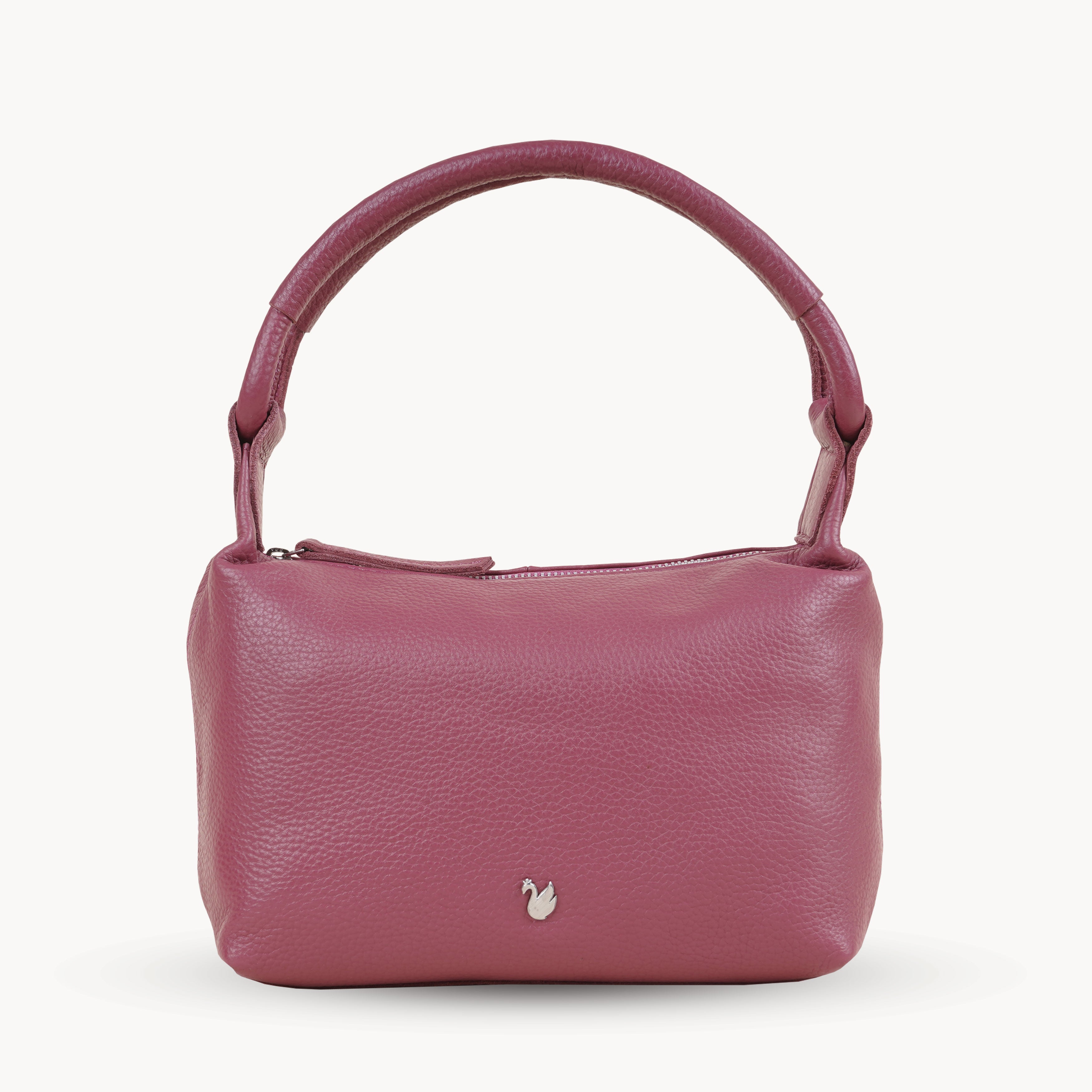 'City Bag' Carmine Pink Soft Pebble Grain Leather Shoulder Bag