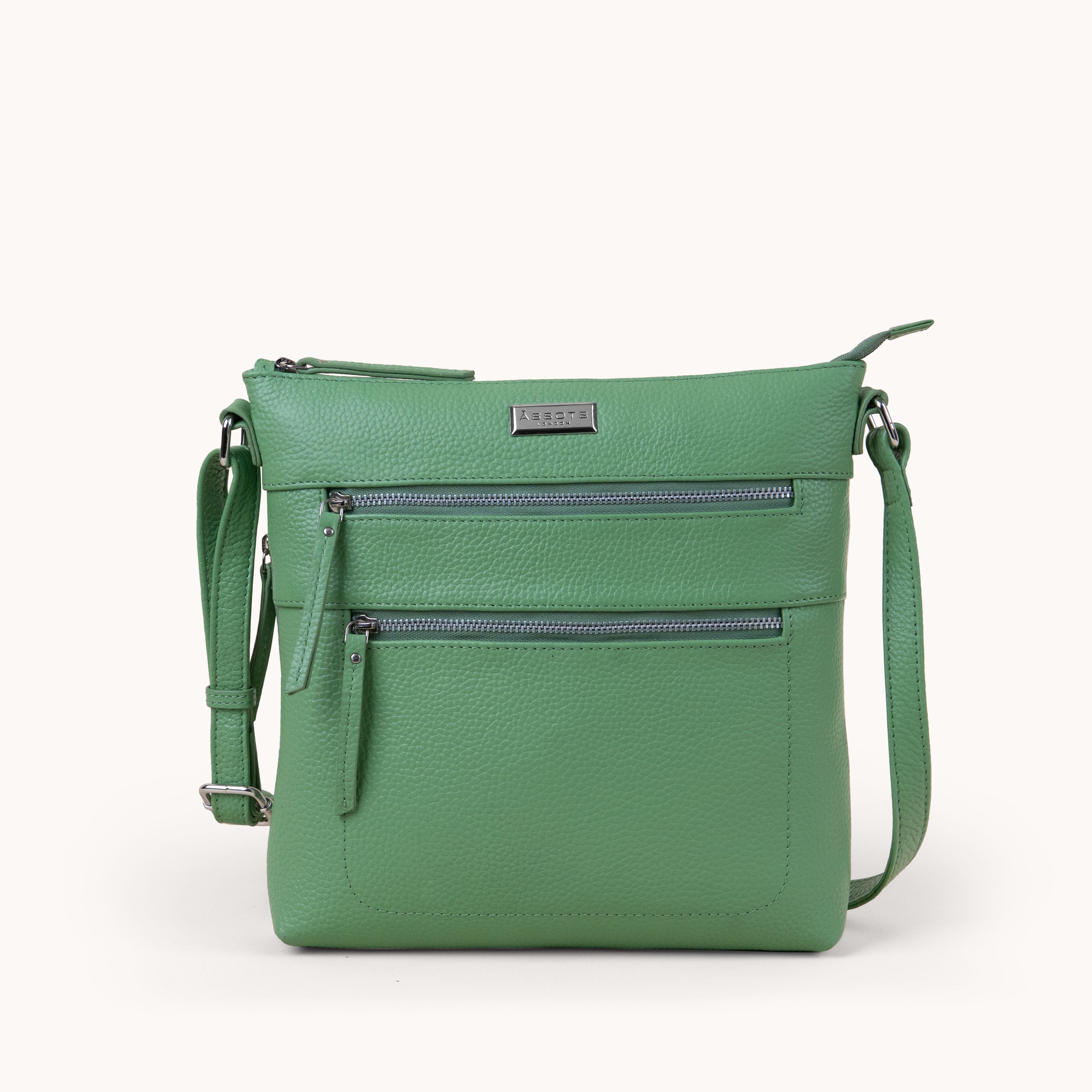'CORI' Matcha Green Pebble Grain Real Leather Crossbody Bag