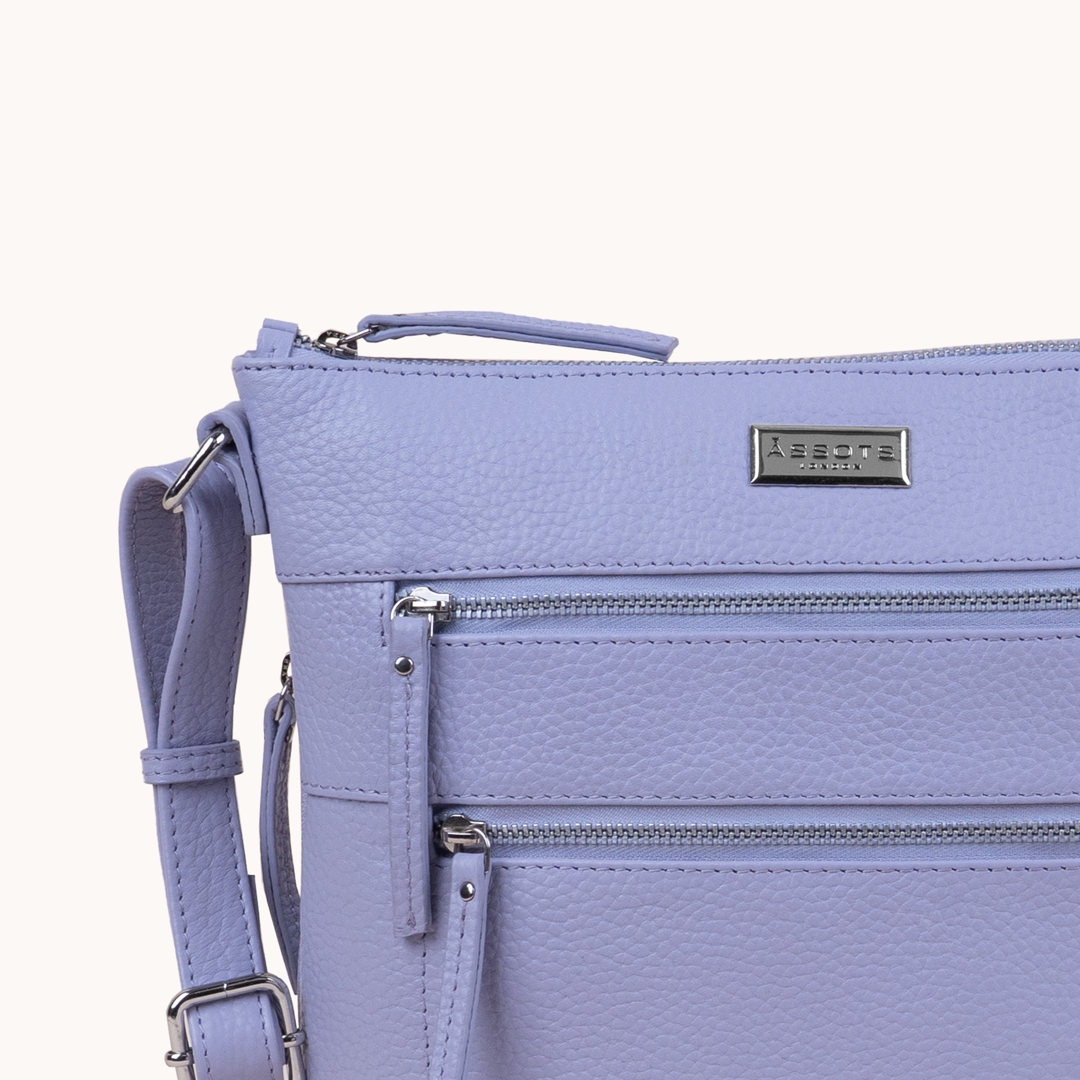 'CORI' Lilac Pebble Grain Real Leather Crossbody Bag