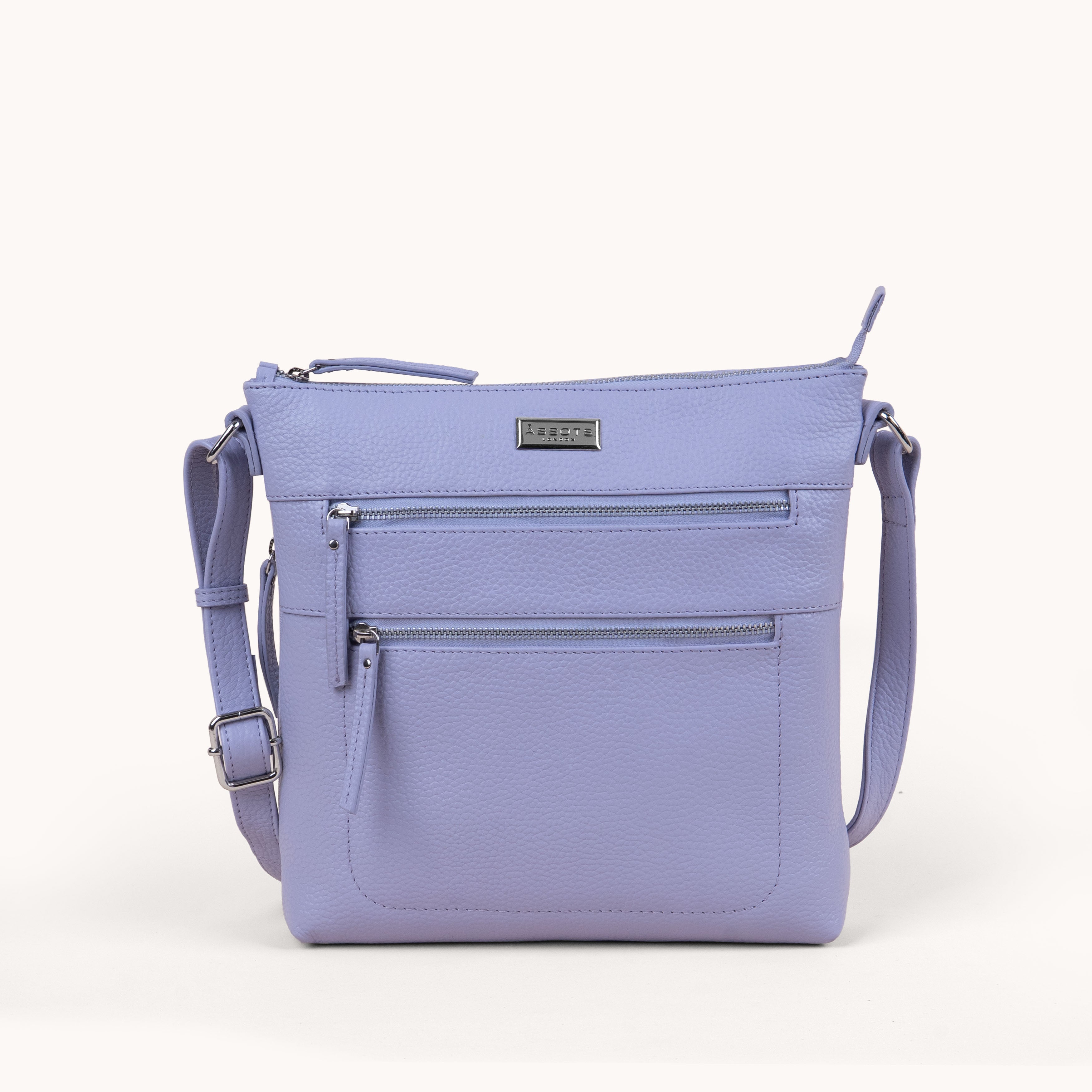 'CORI' Lilac Pebble Grain Real Leather Crossbody Bag