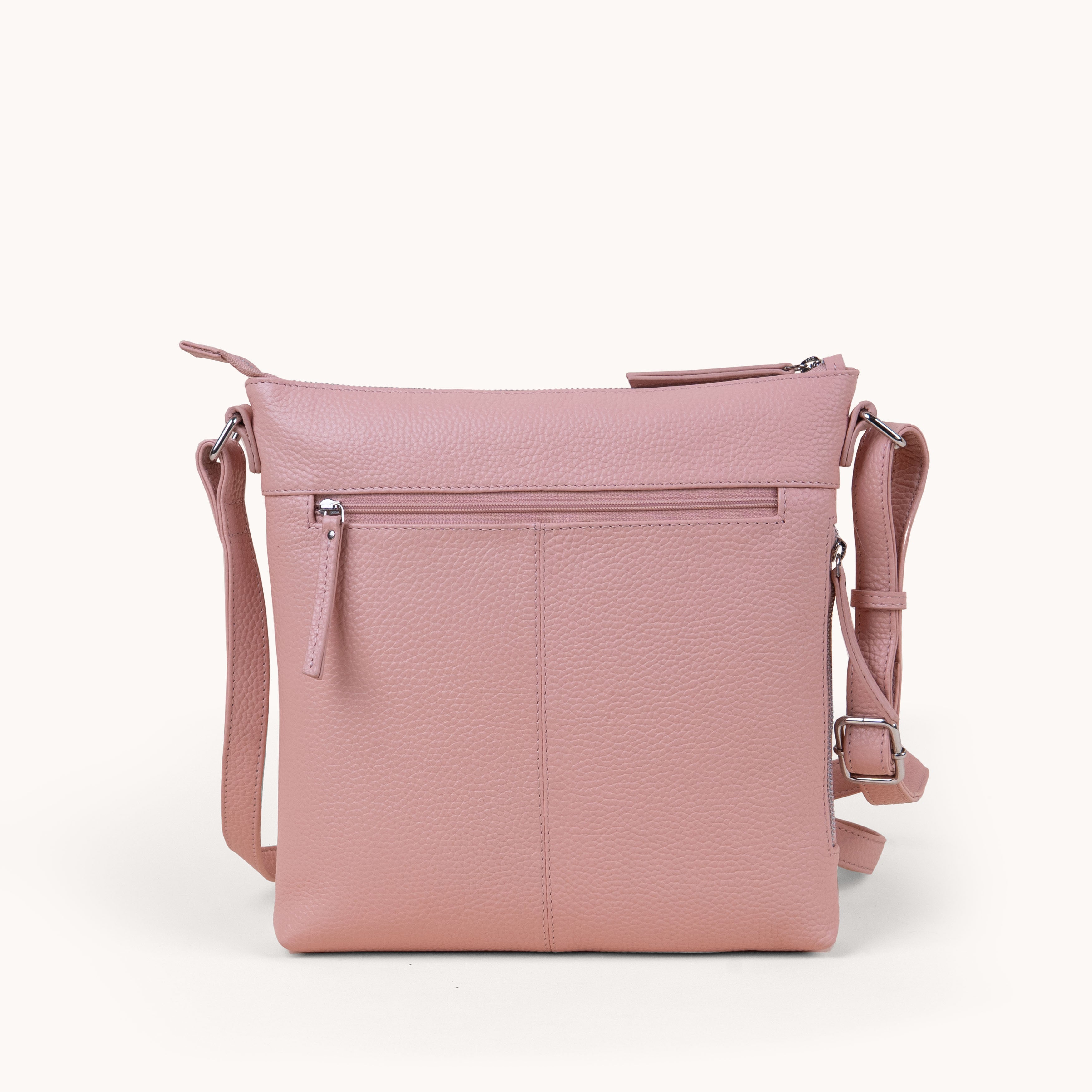 'CORI' Peach Pebble Grain Real Leather Crossbody Bag