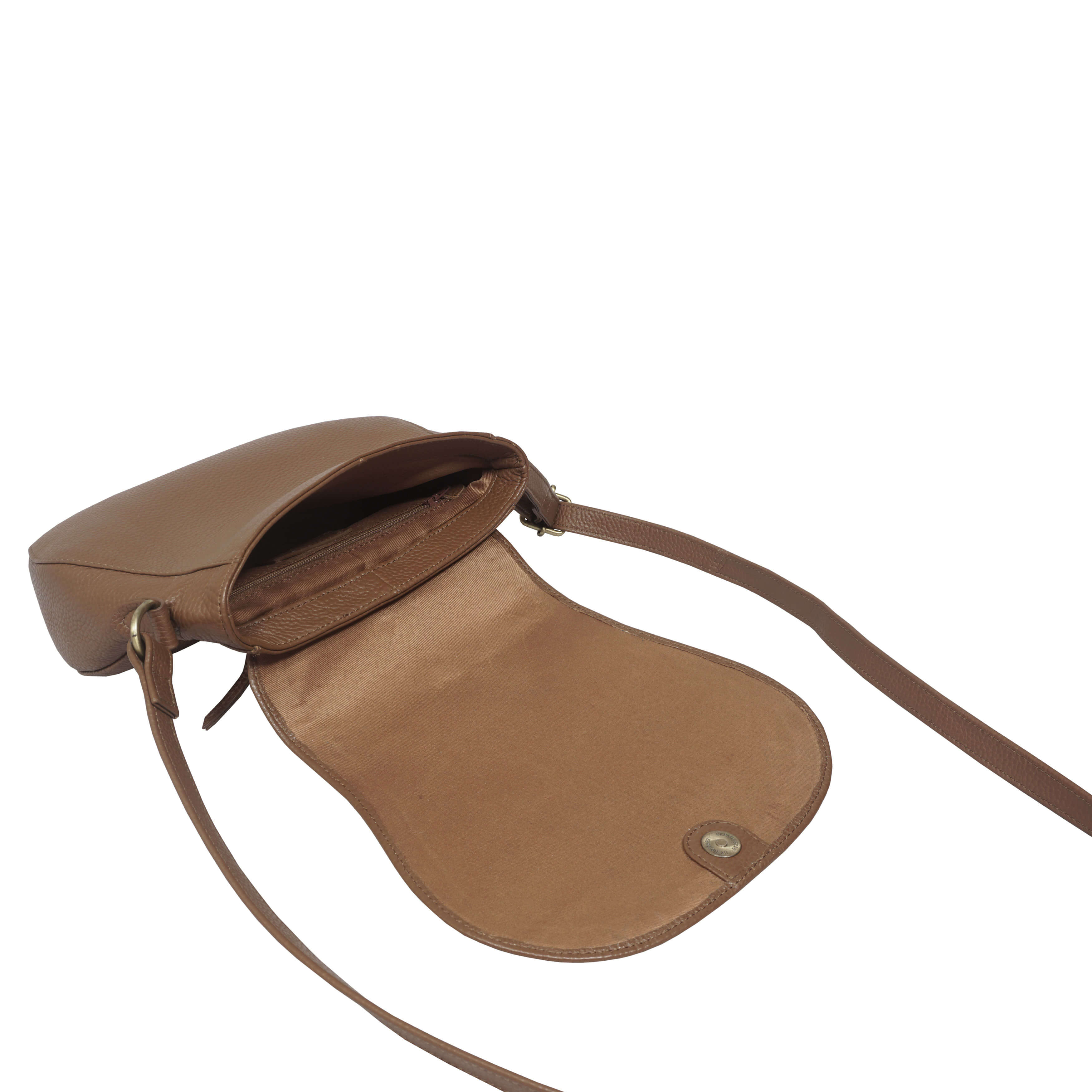 'CARMEL' Tan Real Leather Shoulder Crossbody Bag