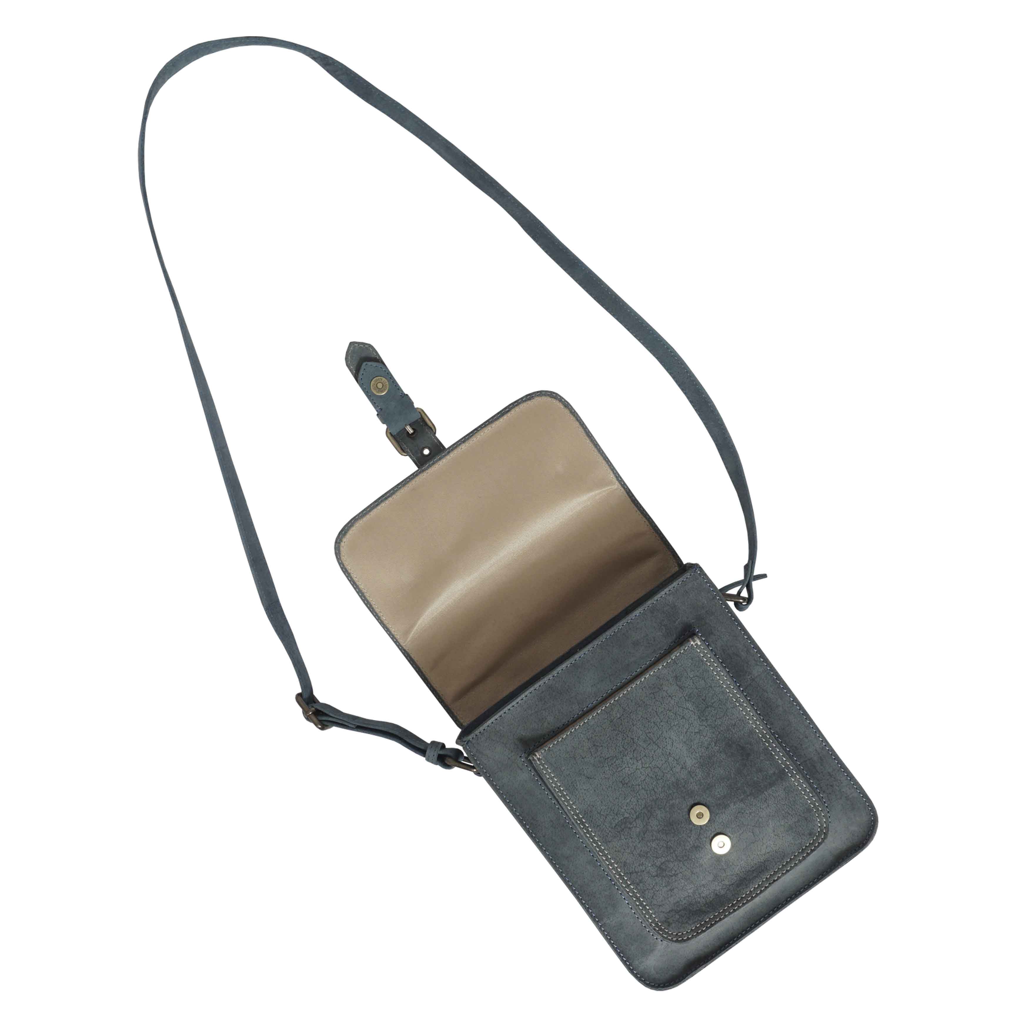 'CAROLYN' Denim Distressed Real Leather iPad Tablet Crossbody Bag