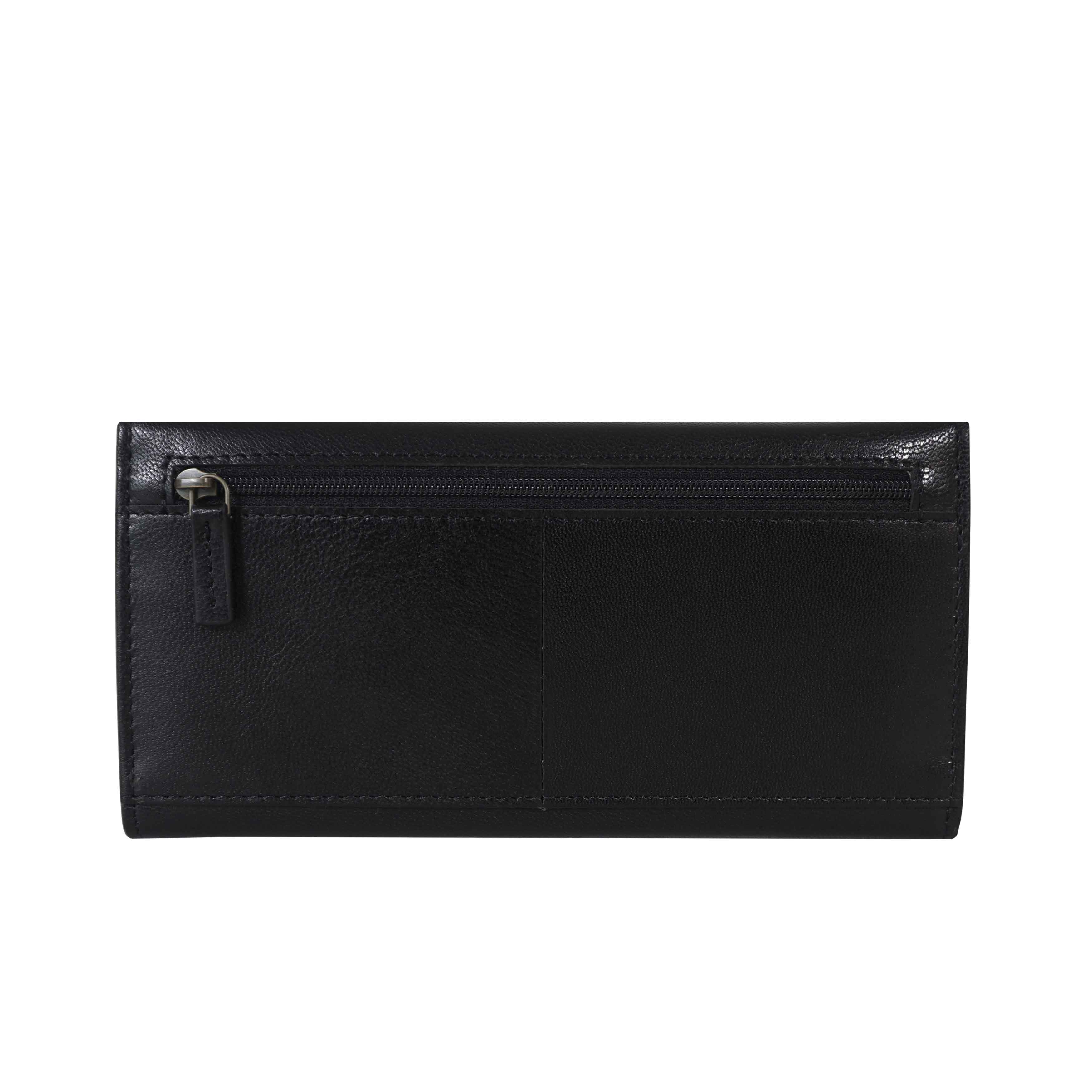 'CLAIRE' Black Polished VT Vintage Leather Flap Over Purse
