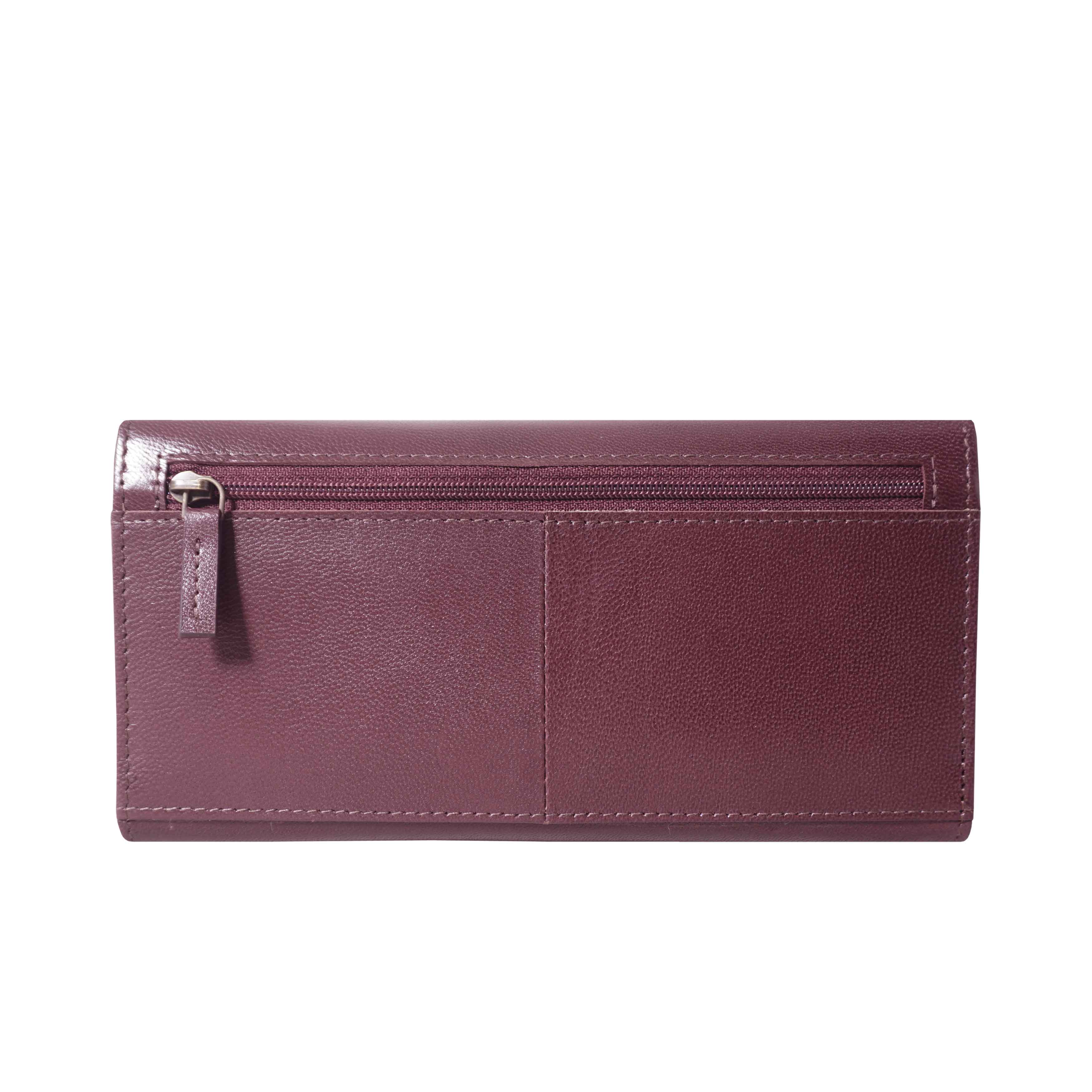 'CLAIRE' Plum Polished VT Vintage Leather Flap Over Purse