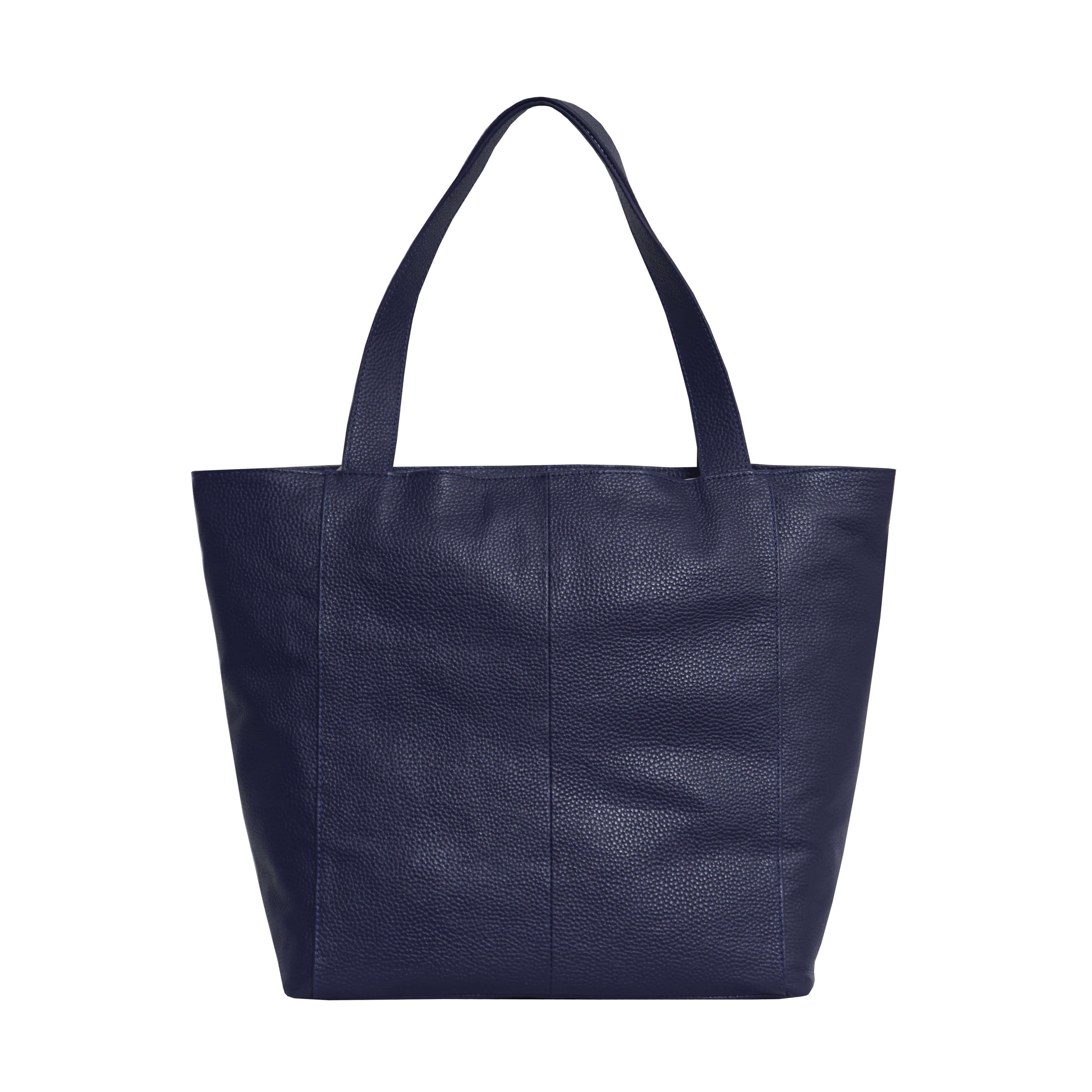 'CORDER' Navy Pebble Grain Real Leather Oversized Tote Bag