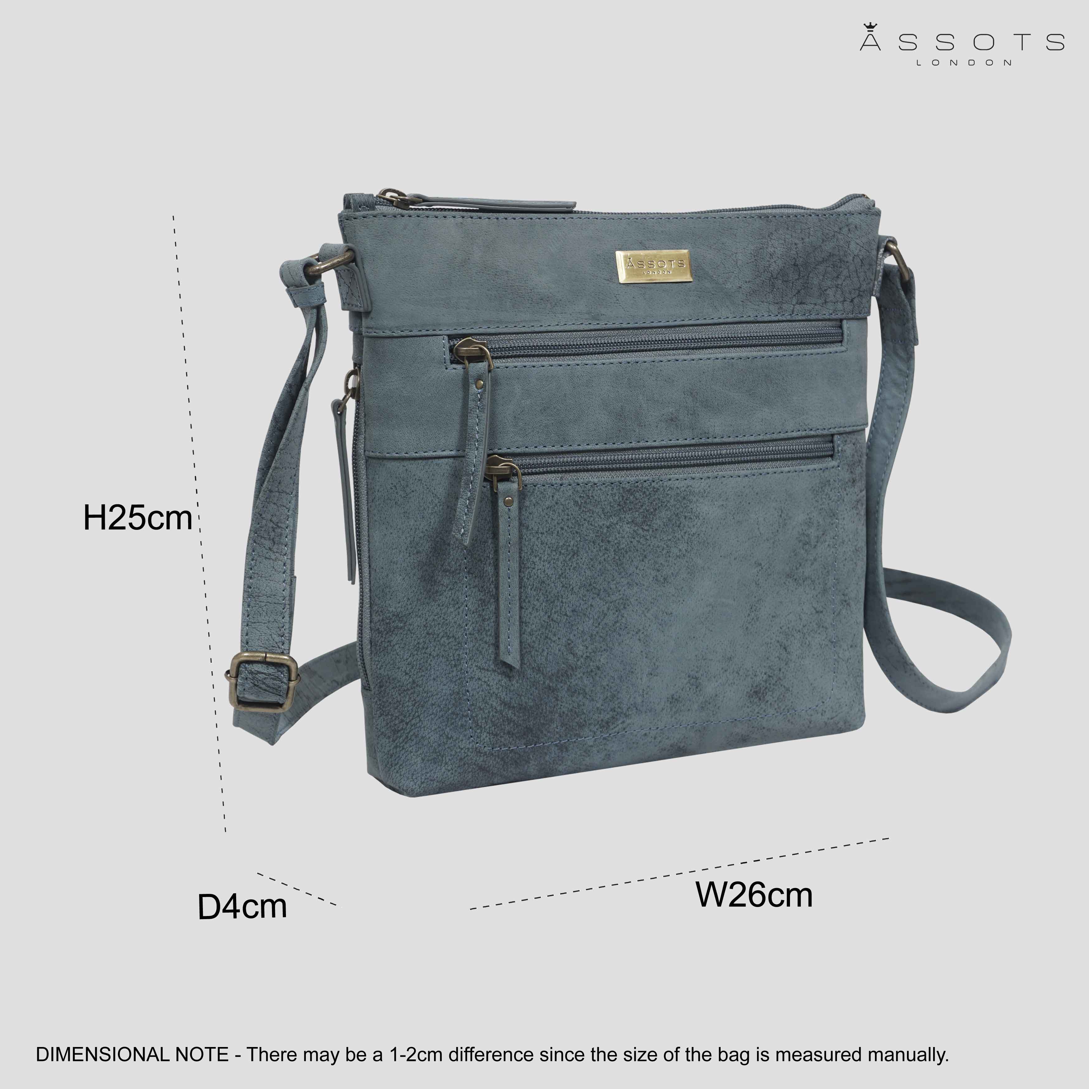 'CORI' Denim Distressed Real Leather Crossbody Bag