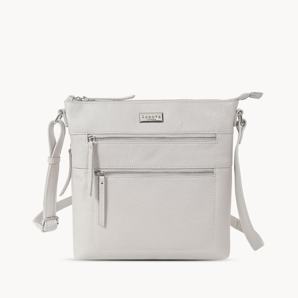 'CORI' Ice Grey Pebble Grain Real Leather Crossbody Bag