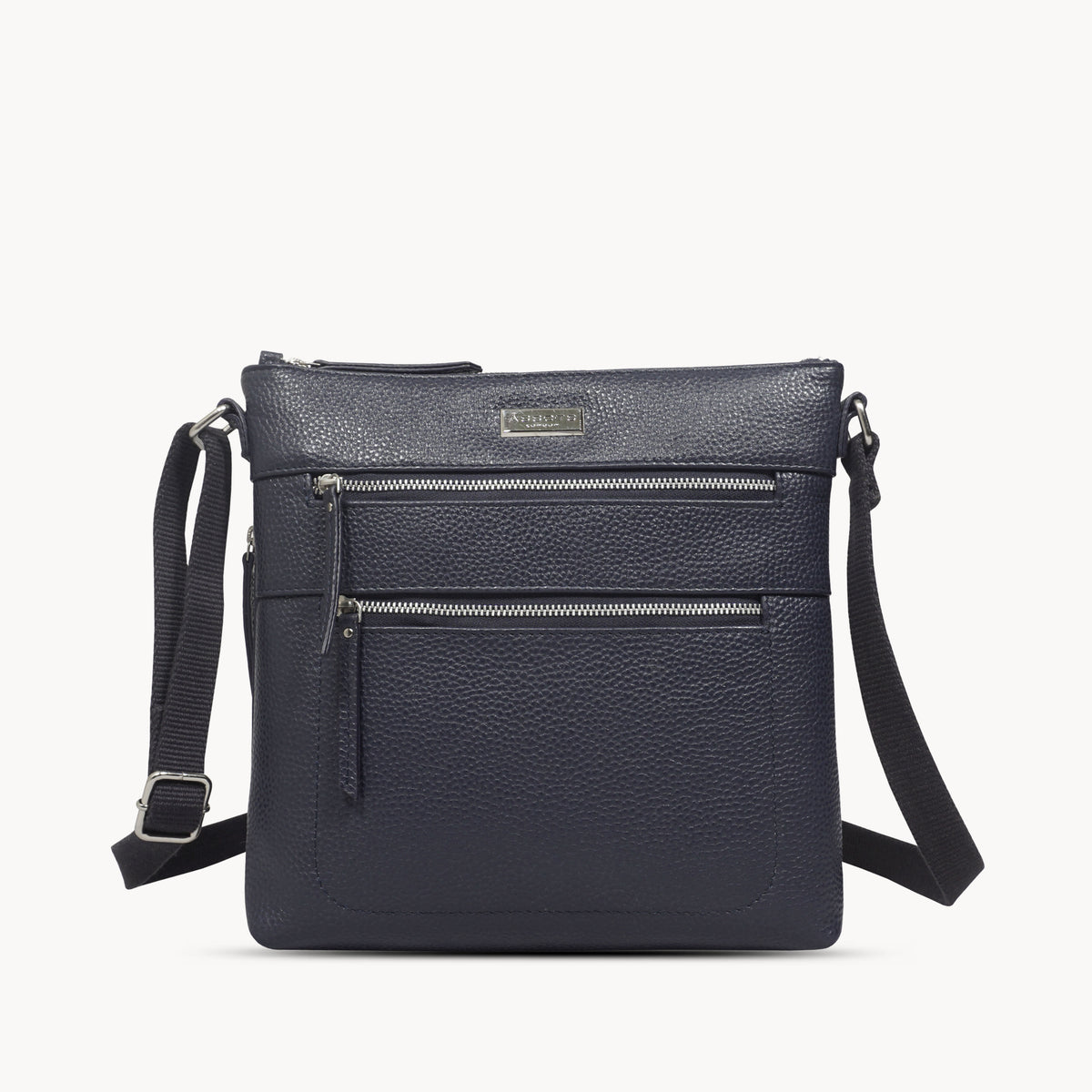 'CORI' Navy Pebble Grain Real Leather Crossbody Bag