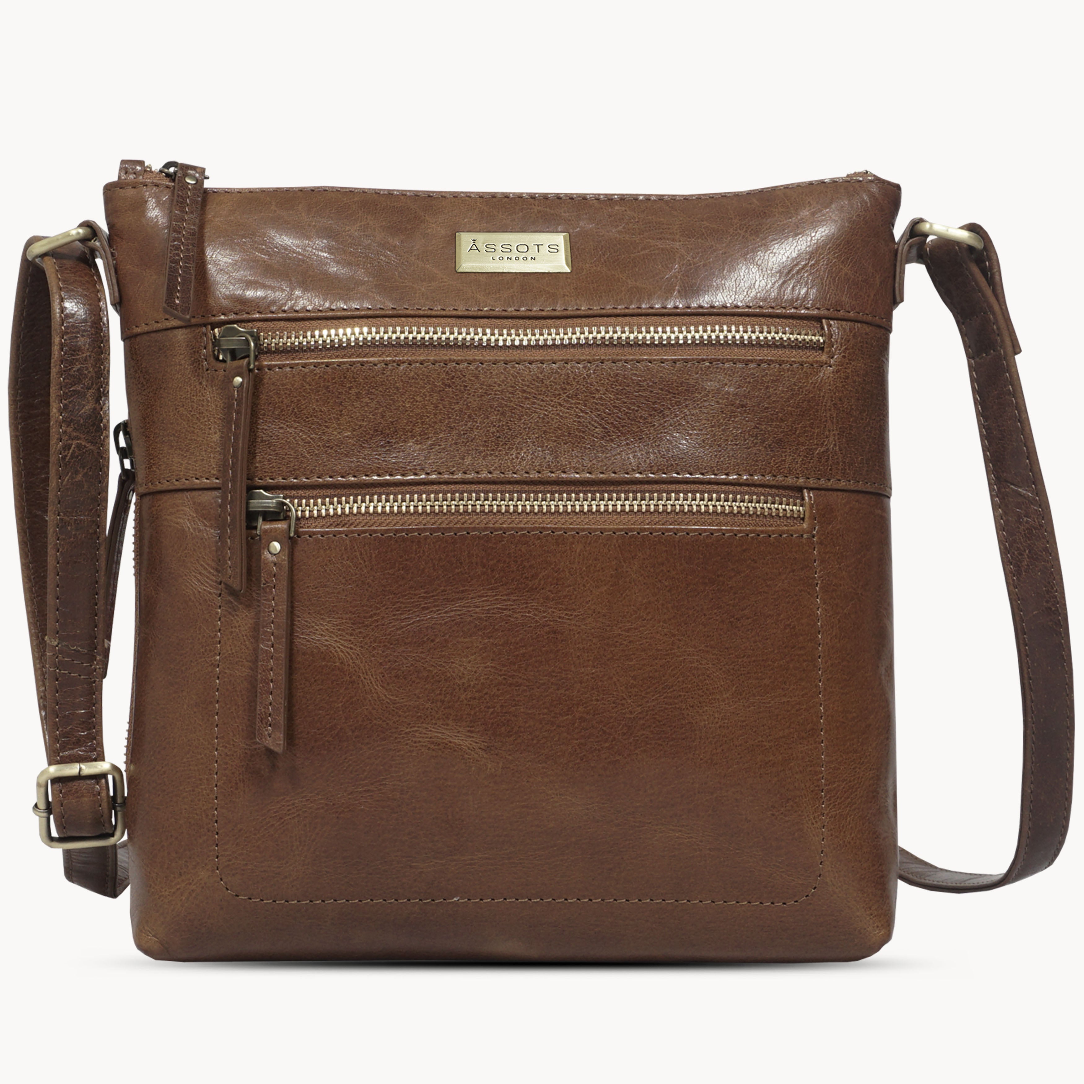 'CORI' Tan Waxy VT Real Leather Crossbody Bag