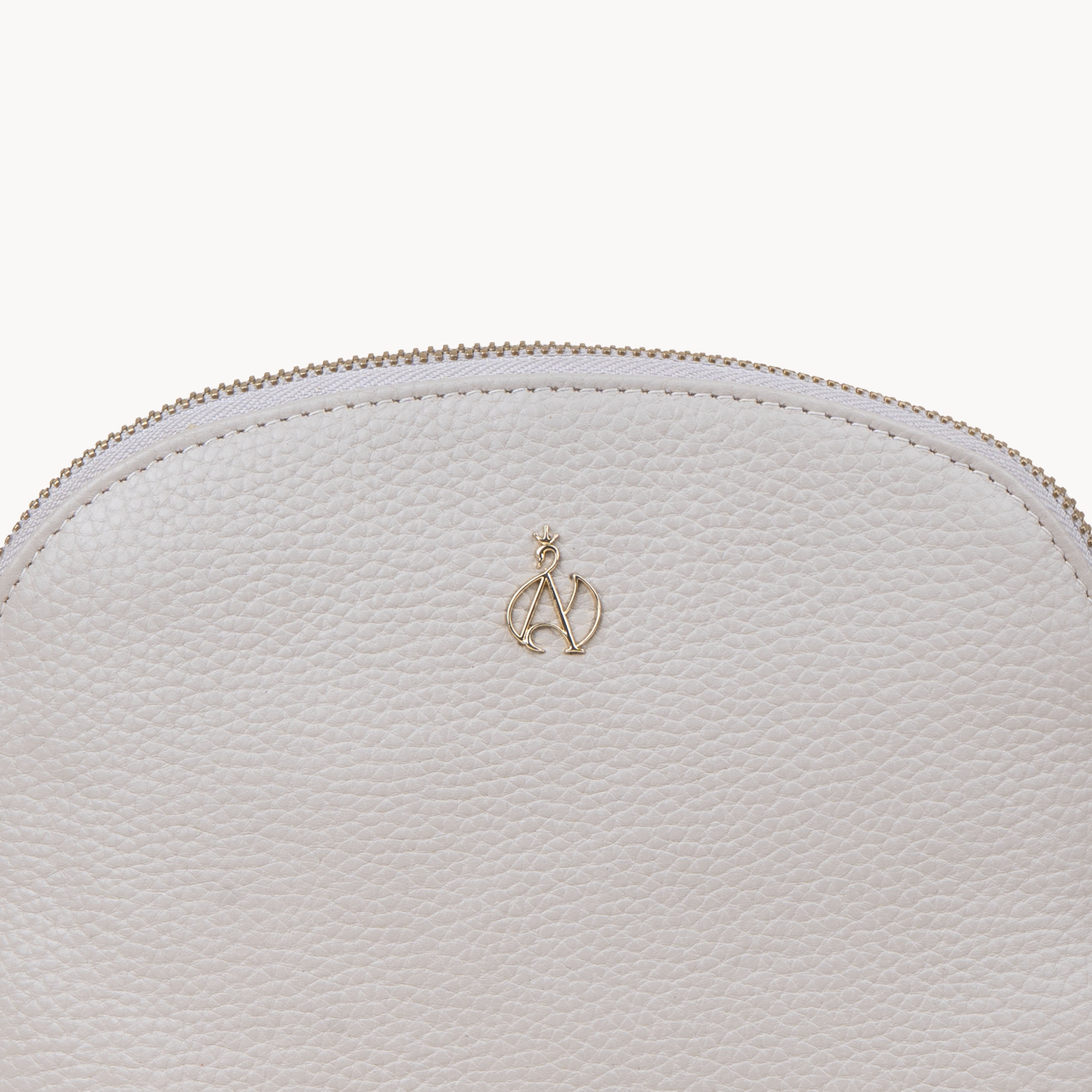 'DOVE' Ice Grey Pebble Grain Real Leather Crossbody Bag